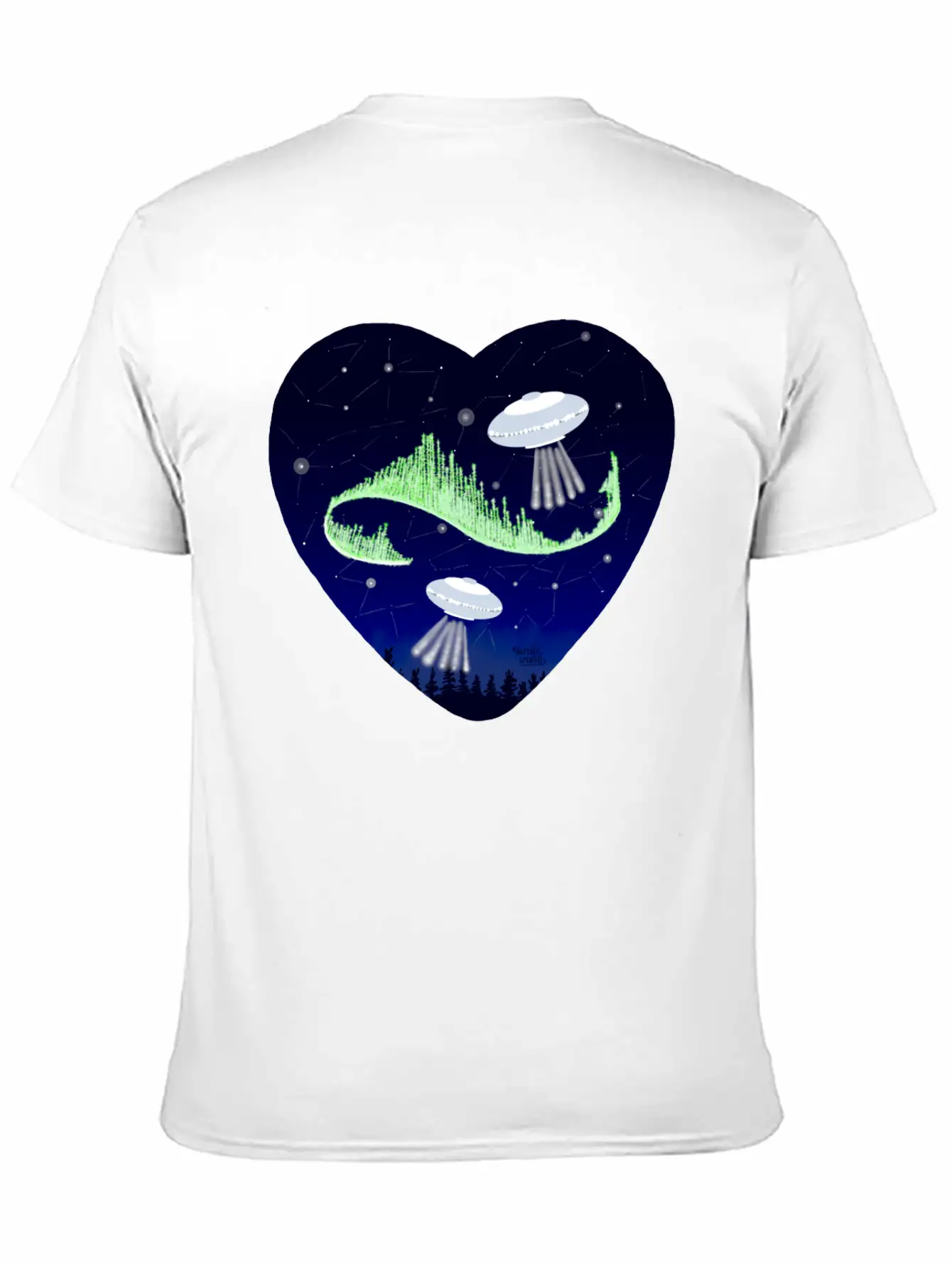 UFO And Northern Lights Unisex Short Sleeve Soft Cotton T-Shirt – Casual Everyday Wear
