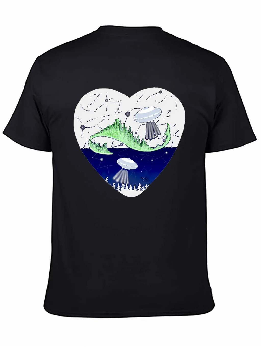UFO And Northern Lights Unisex Short Sleeve Soft Cotton T-Shirt – Casual Everyday Wear