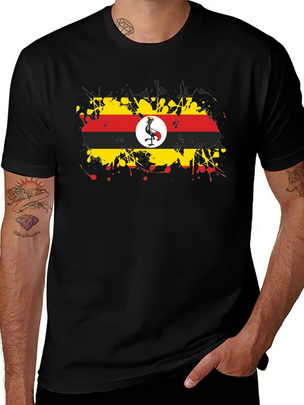 Uganda Flag Ink Essential Cotton Tee For Daily Outfits – Unisex Style