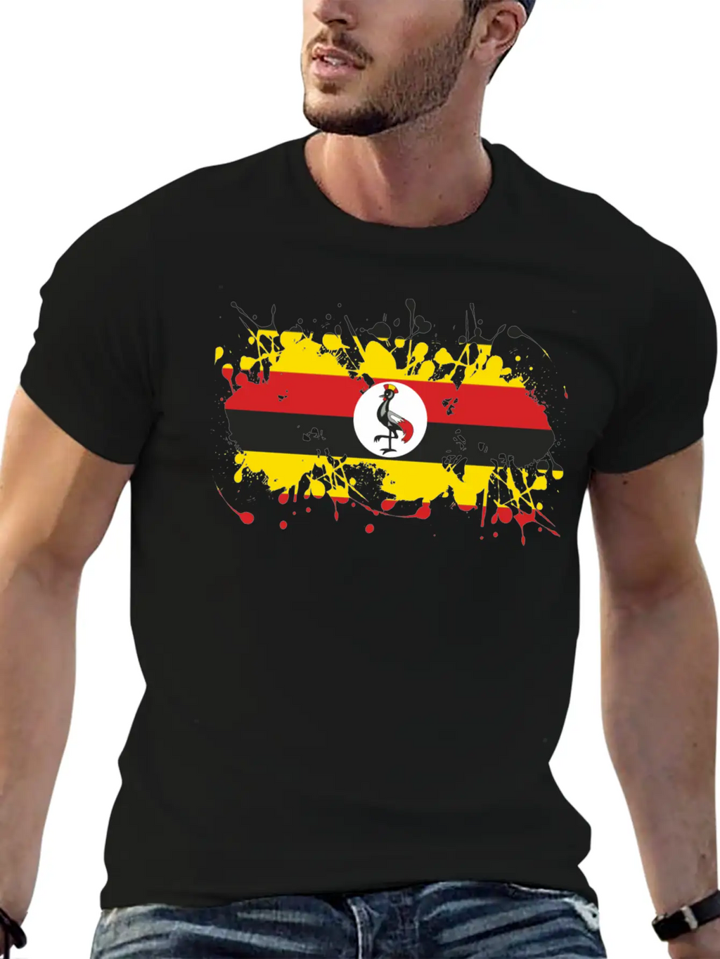 Uganda Flag Ink Essential Cotton Tee For Daily Outfits – Unisex Style