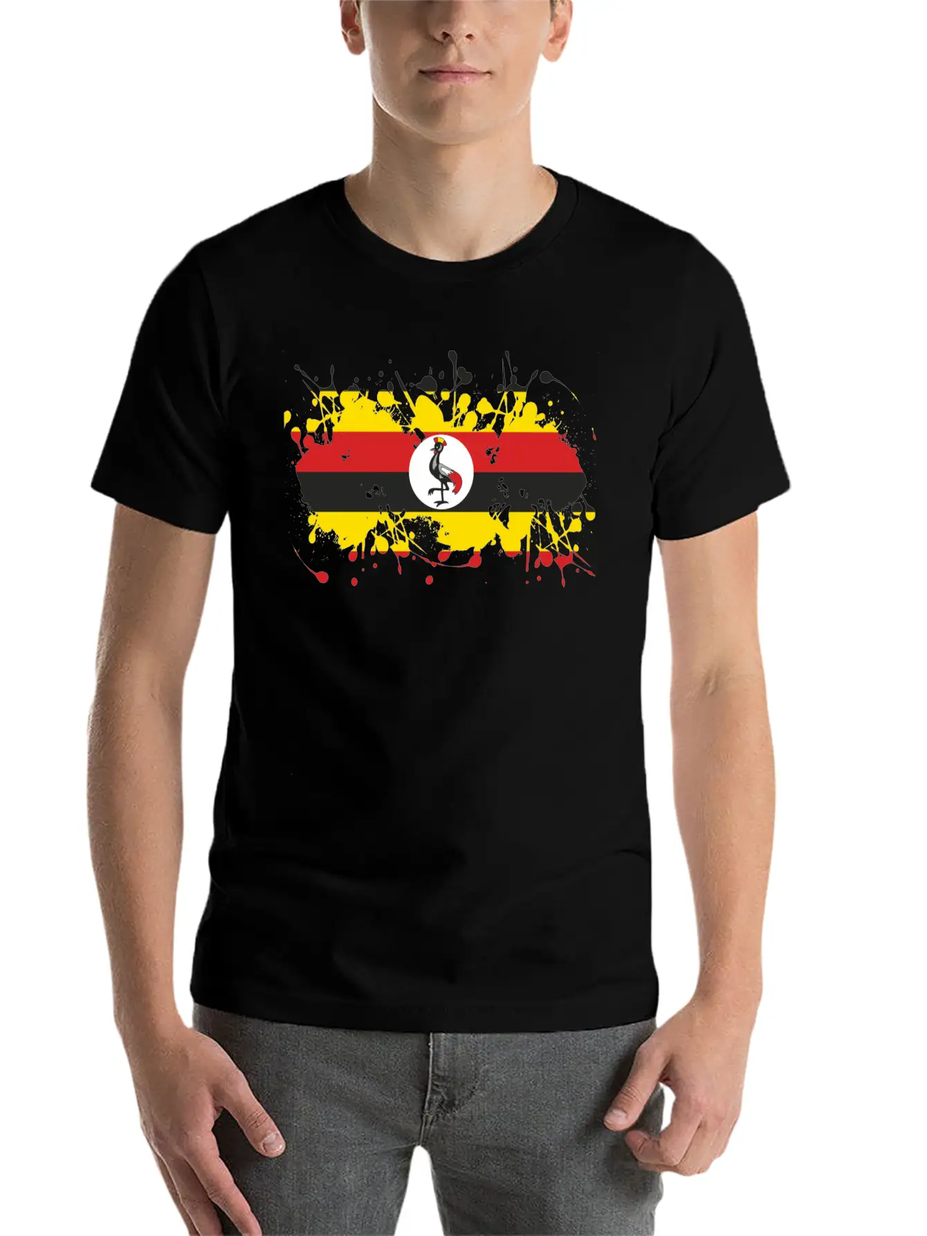 Uganda Flag Ink Essential Cotton Tee For Daily Outfits – Unisex Style
