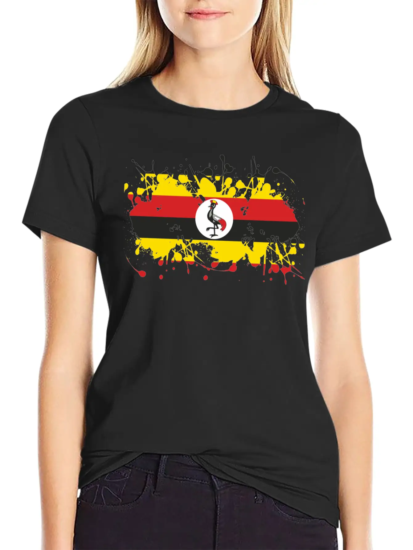Uganda Flag Ink Essential Cotton Tee For Daily Outfits – Unisex Style