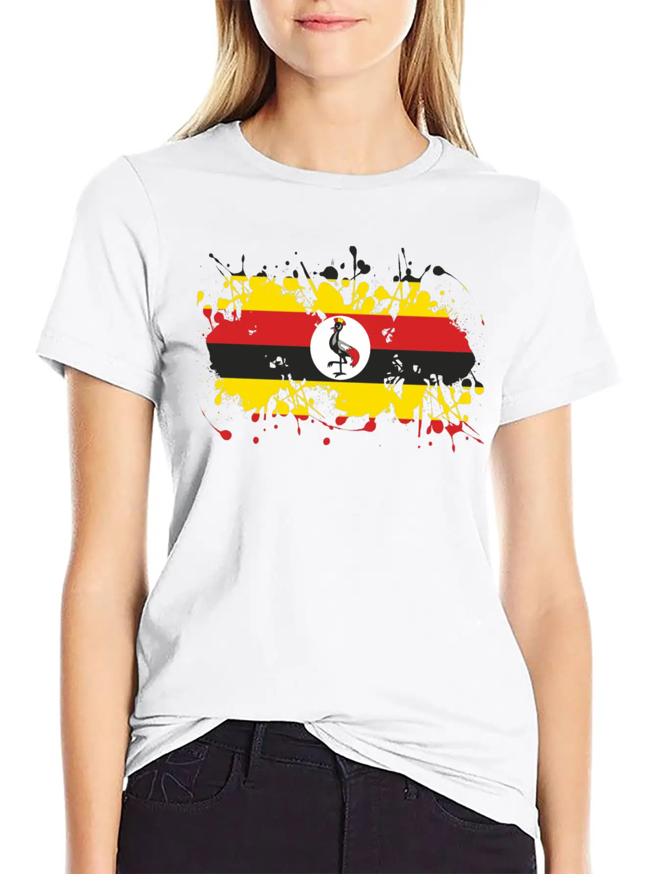 Uganda Flag Ink Essential Cotton Tee For Daily Outfits – Unisex Style