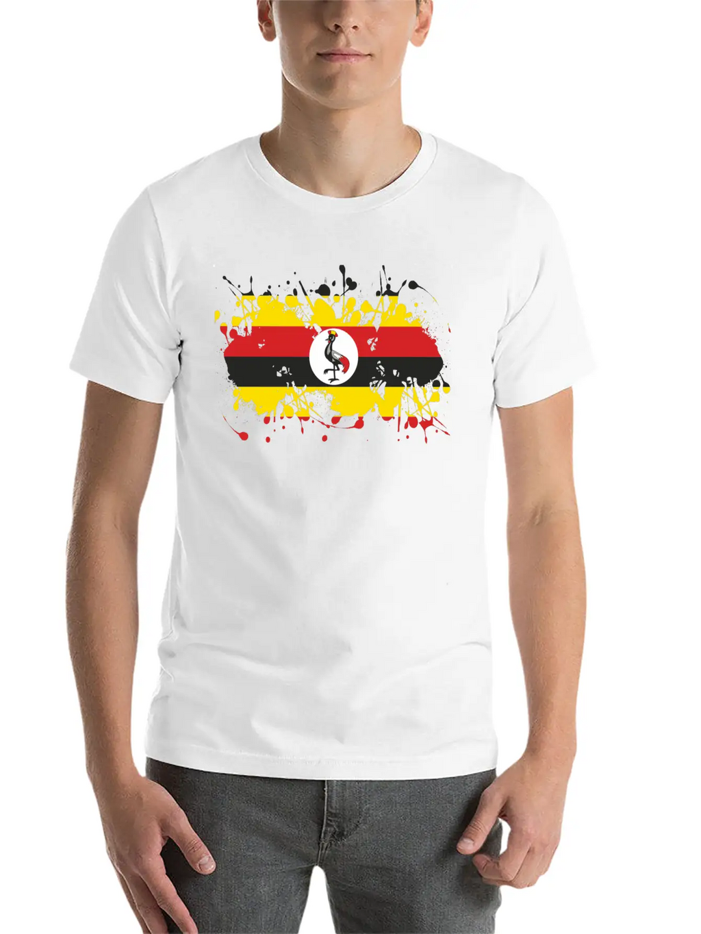 Uganda Flag Ink Essential Cotton Tee For Daily Outfits – Unisex Style