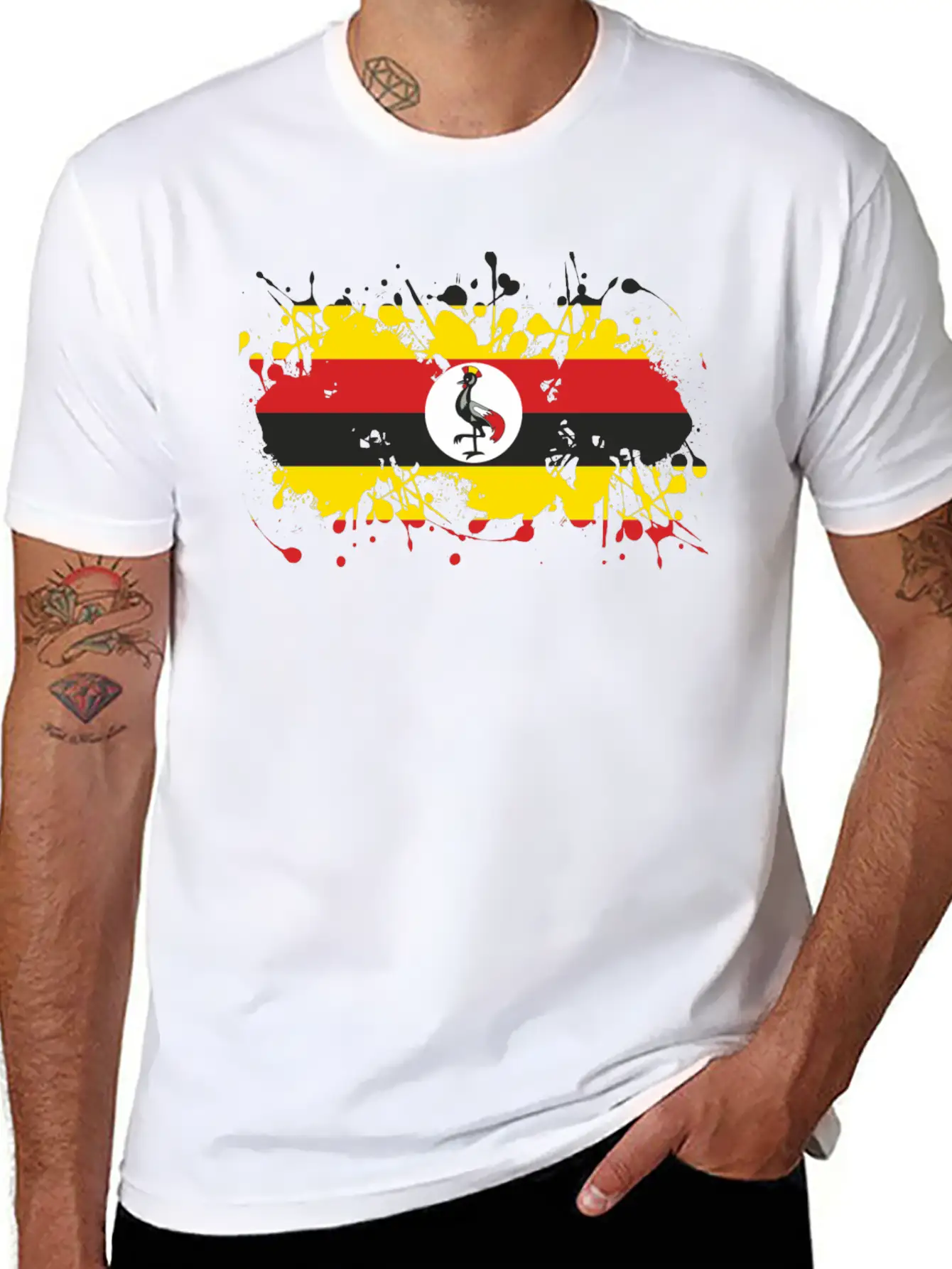 Uganda Flag Ink Essential Cotton Tee For Daily Outfits – Unisex Style
