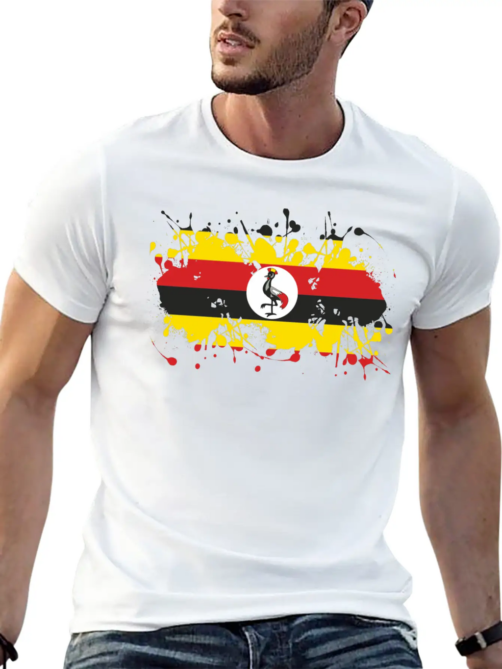 Uganda Flag Ink Essential Cotton Tee For Daily Outfits – Unisex Style