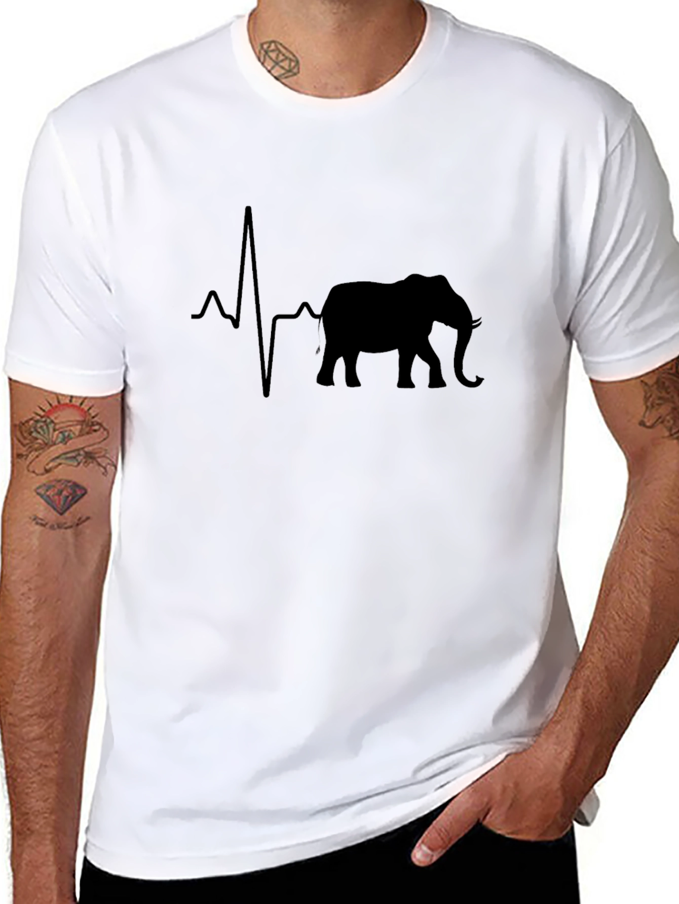 Elephant Heartbeat Graphic Tee - Black