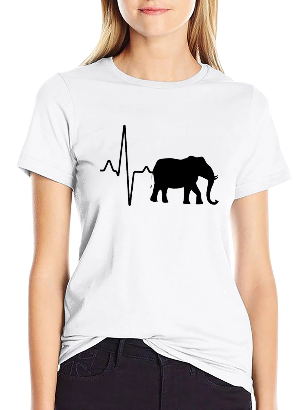 Elephant Heartbeat Graphic Tee - Black