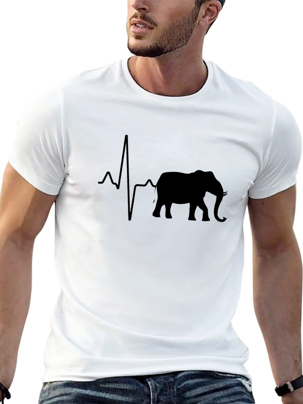 Elephant Heartbeat Graphic Tee - Black
