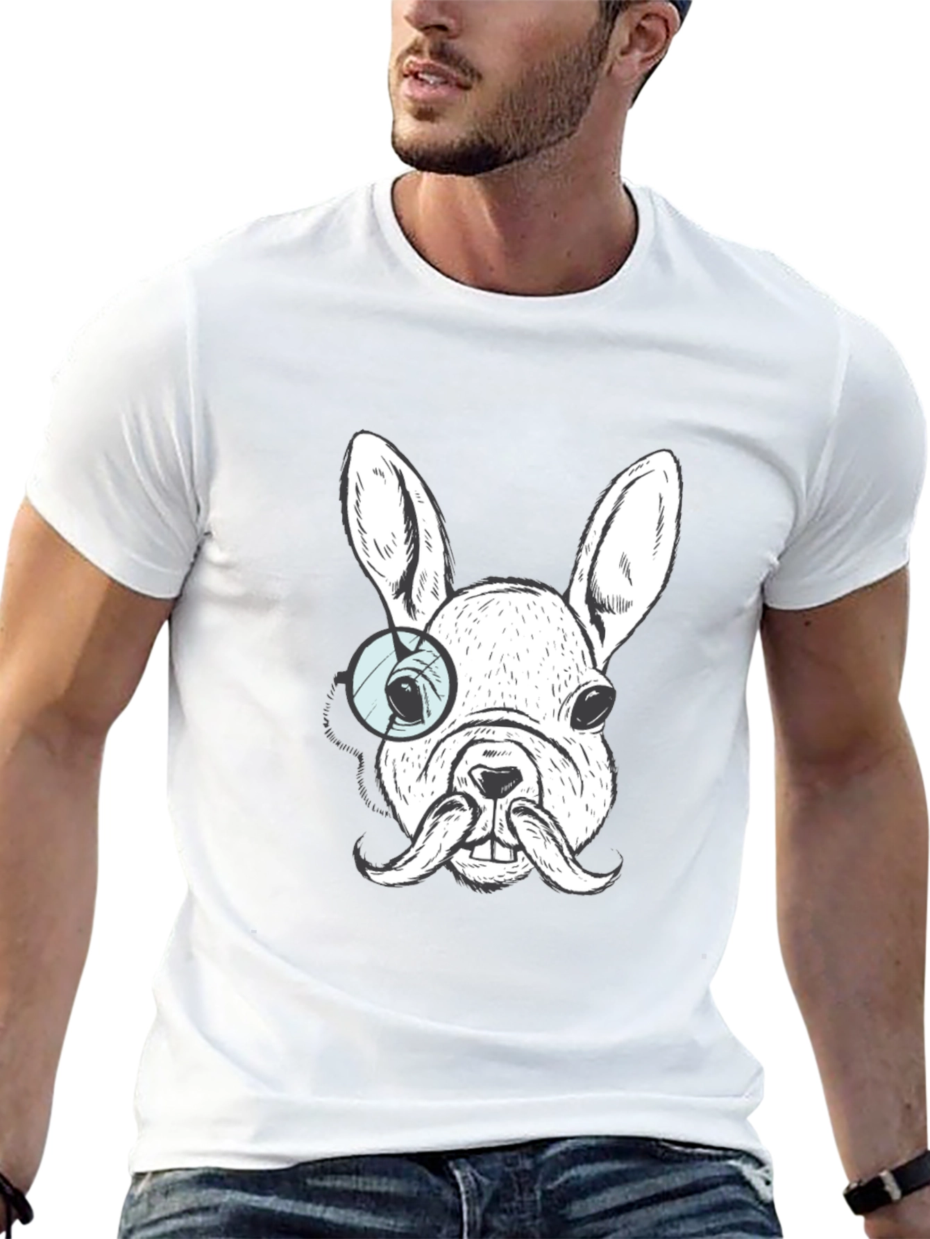 Dapper Dog Graphic Tee - French Bulldog Monocle