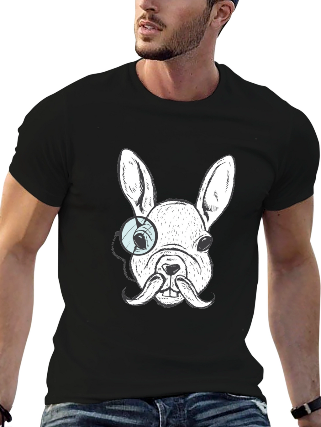 Dapper Dog Graphic Tee - French Bulldog Monocle