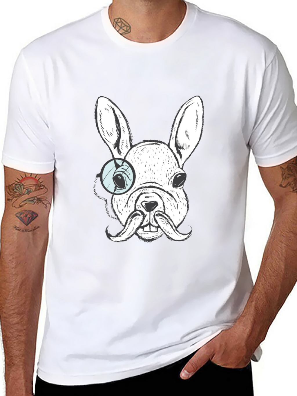Dapper Dog Graphic Tee - French Bulldog Monocle