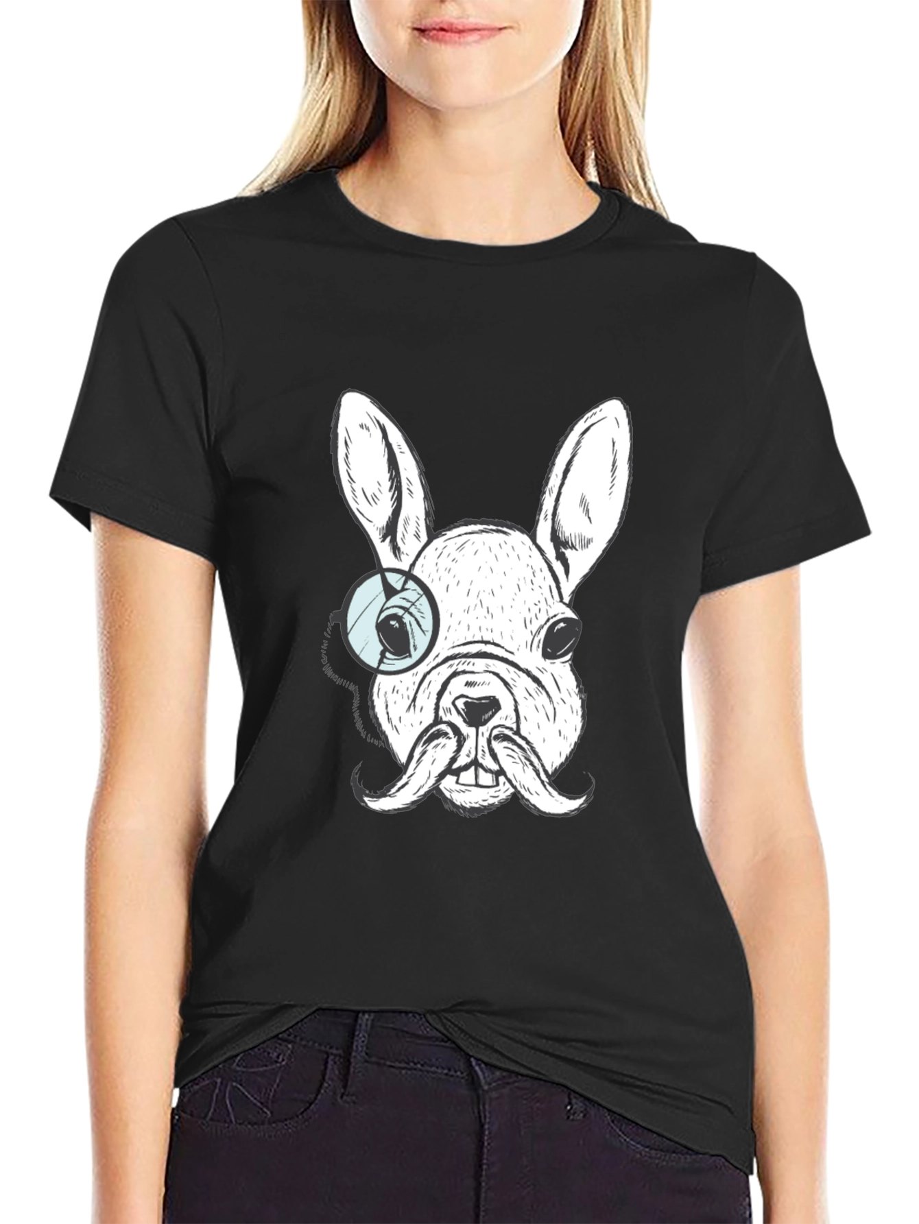 Dapper Dog Graphic Tee - French Bulldog Monocle