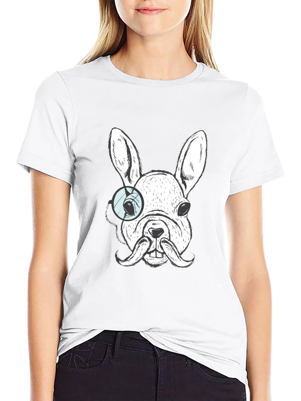 Dapper Dog Graphic Tee - French Bulldog Monocle