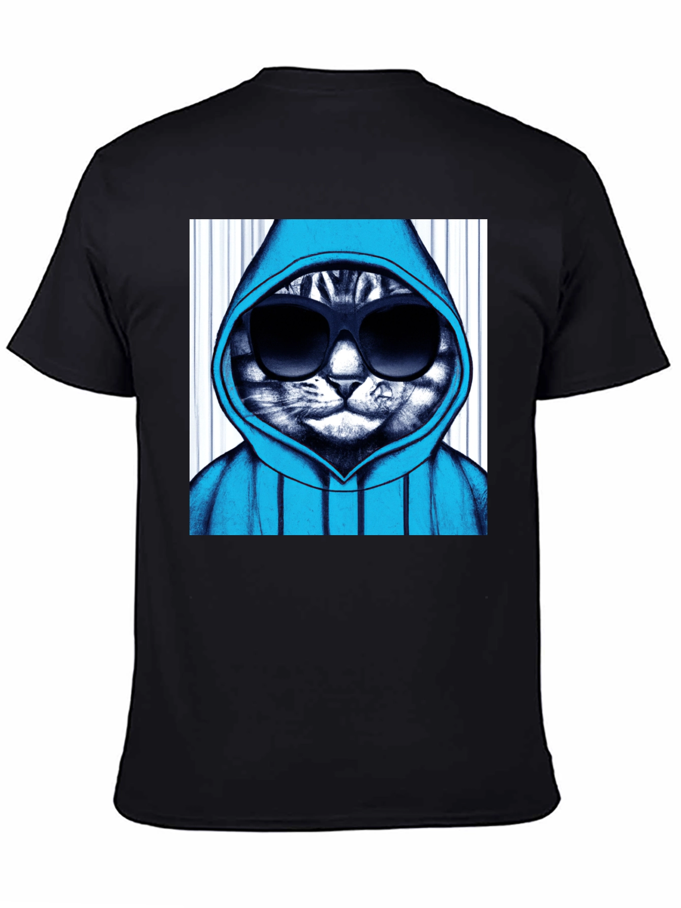 Cool Cat Hoodie Graphic Tee - Black