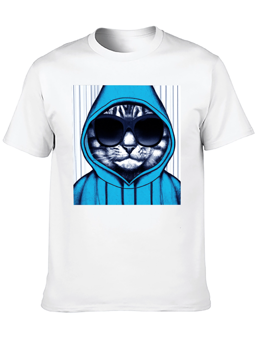Cool Cat Hoodie Graphic Tee - Black