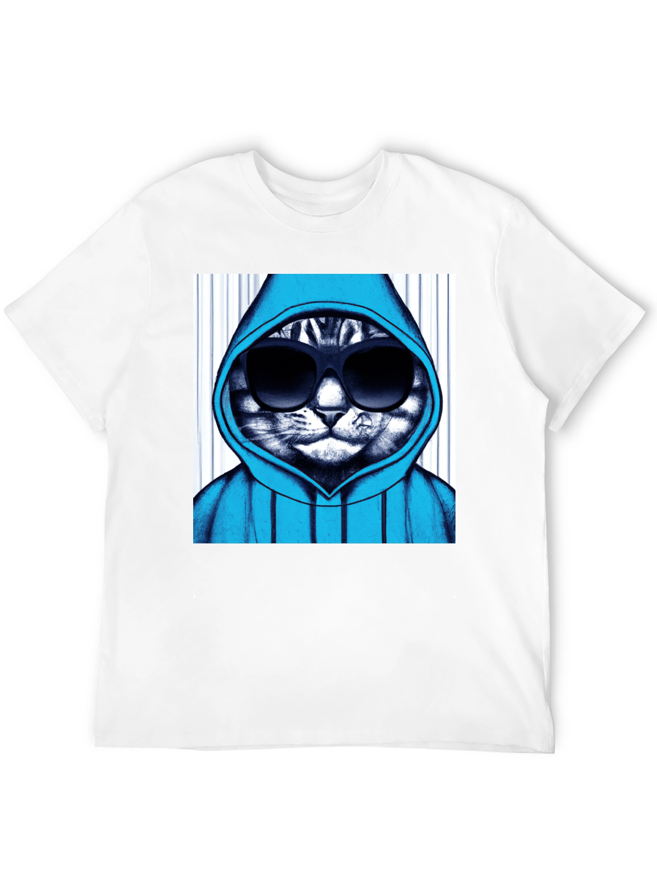 Cool Cat Hoodie Graphic Tee - Black
