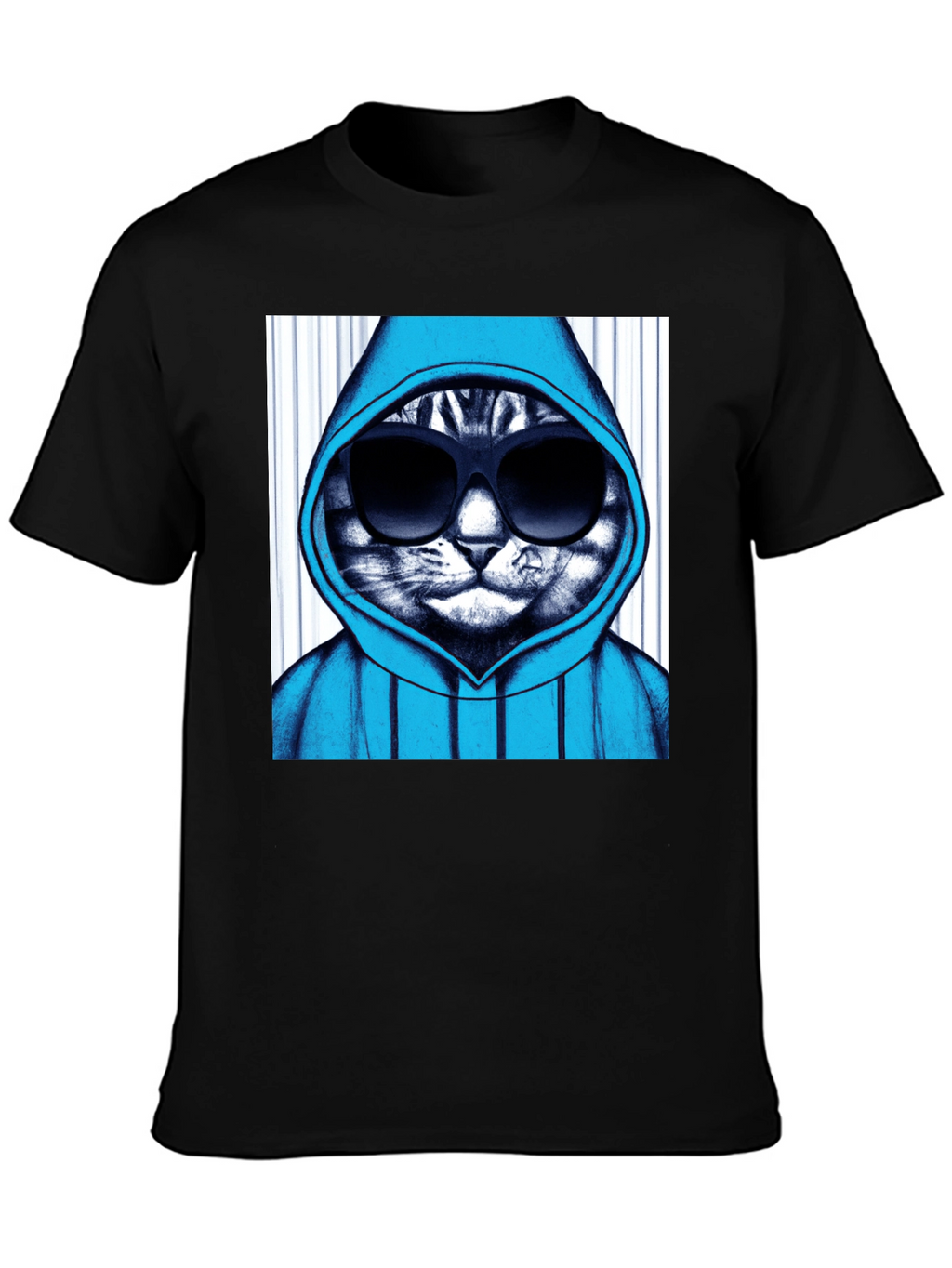 Cool Cat Hoodie Graphic Tee - Black