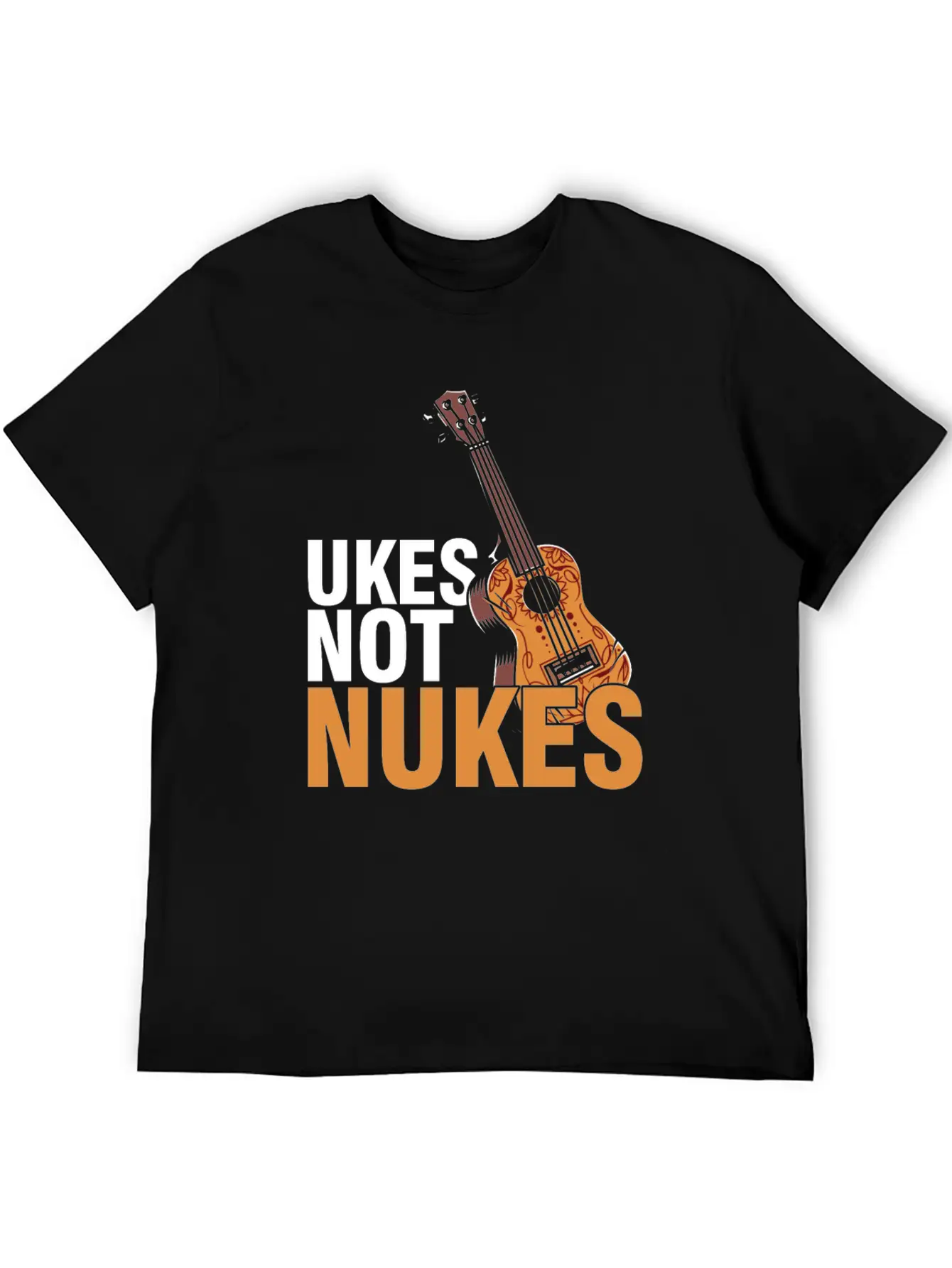 Ukes Not Nukes Ukulele Acoustic Guitar Music Gift Classic Fit Graphic Tee For Daily Comfort – Unisex Cotton Shirt