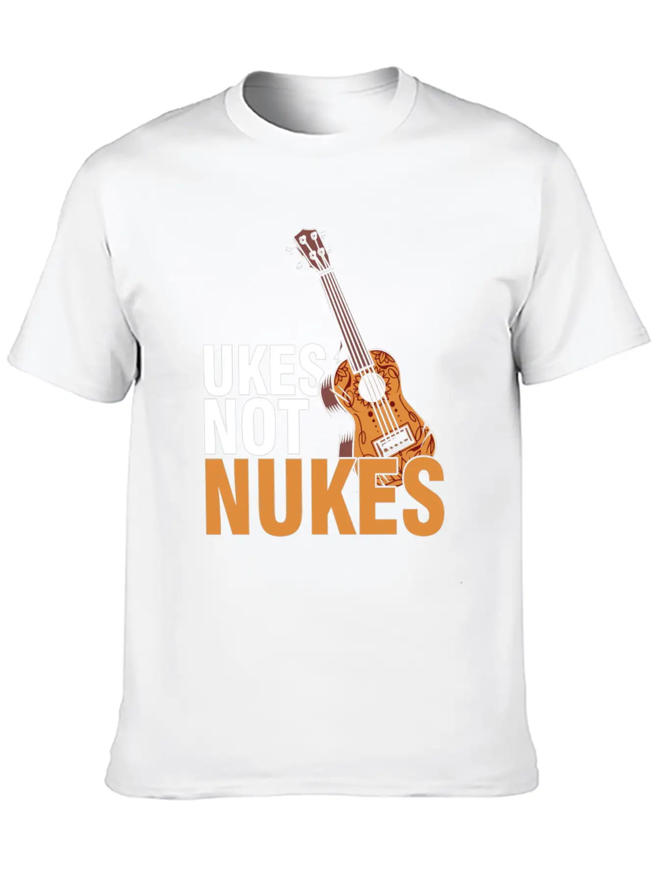 Ukes Not Nukes Ukulele Acoustic Guitar Music Gift Classic Fit Graphic Tee For Daily Comfort – Unisex Cotton Shirt