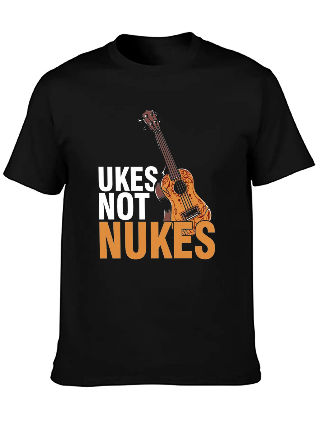 Ukes Not Nukes Ukulele Acoustic Guitar Music Gift Classic Fit Graphic Tee For Daily Comfort – Unisex Cotton Shirt