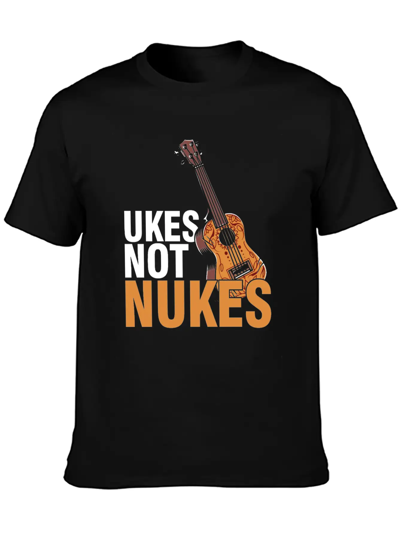 Ukes Not Nukes Ukulele Acoustic Guitar Music Gift Classic Fit Graphic Tee For Daily Comfort – Unisex Cotton Shirt