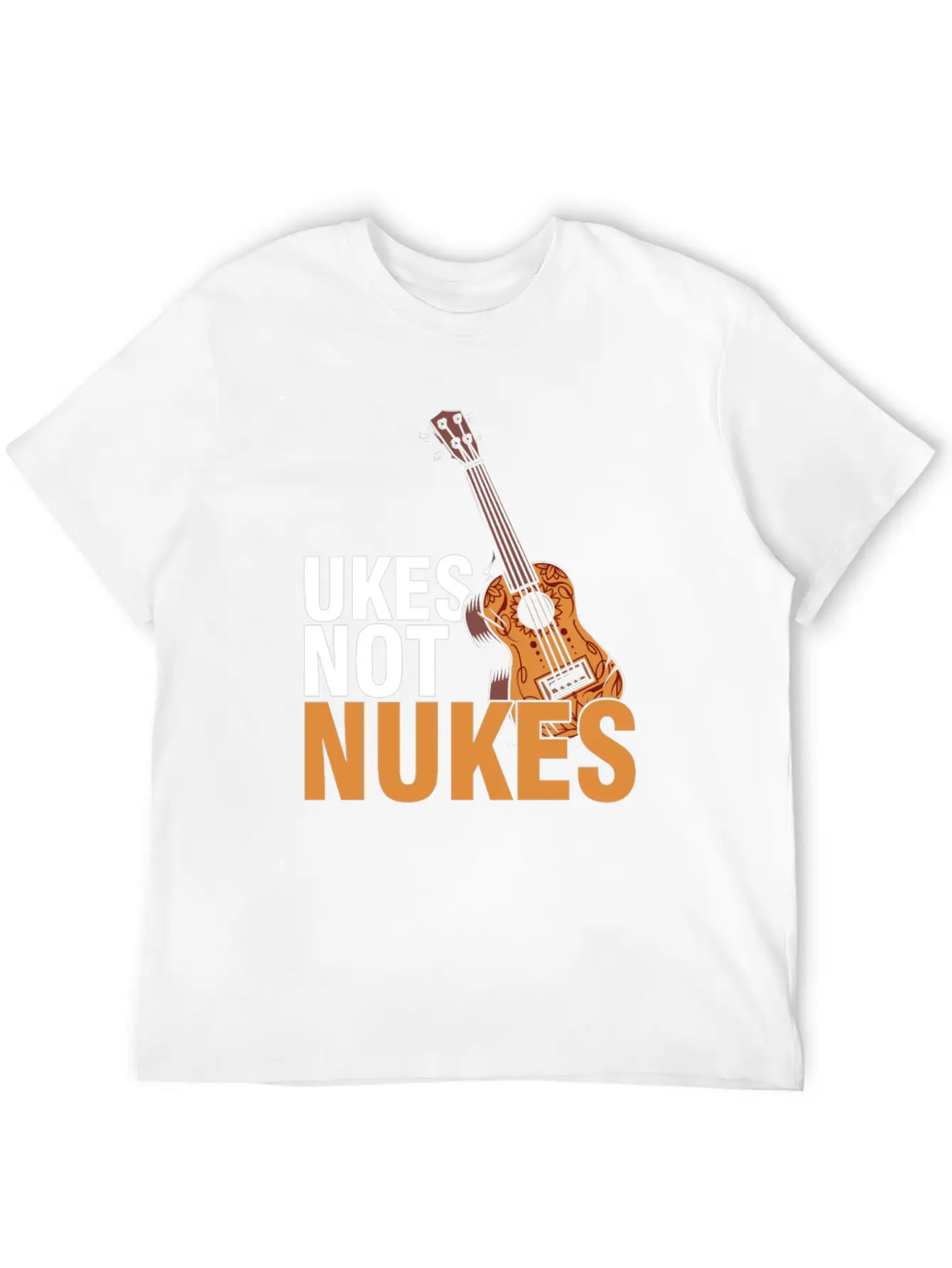 Ukes Not Nukes Ukulele Acoustic Guitar Music Gift Classic Fit Graphic Tee For Daily Comfort – Unisex Cotton Shirt