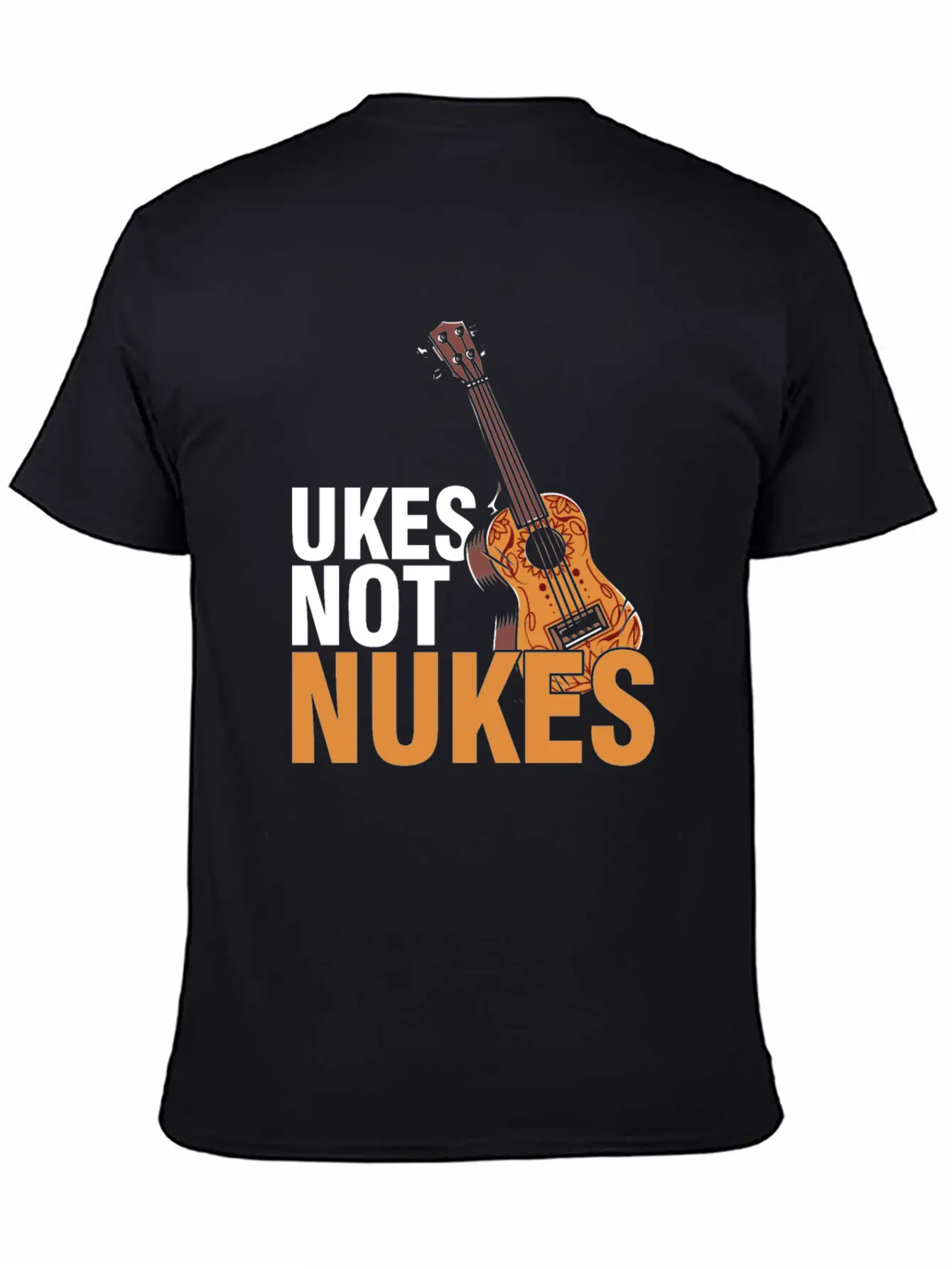 Ukes Not Nukes Ukulele Acoustic Guitar Music Gift Classic Fit Graphic Tee For Daily Comfort – Unisex Cotton Shirt