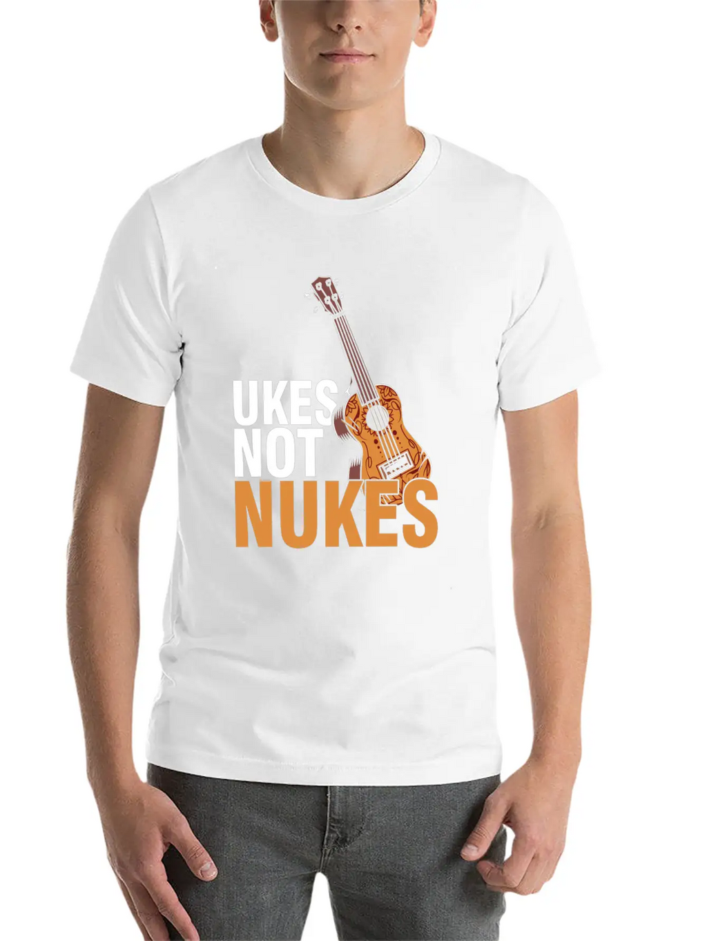 Ukes Not Nukes Ukulele Acoustic Guitar Music Gift Classic Fit Graphic Tee For Daily Comfort – Unisex Cotton Shirt