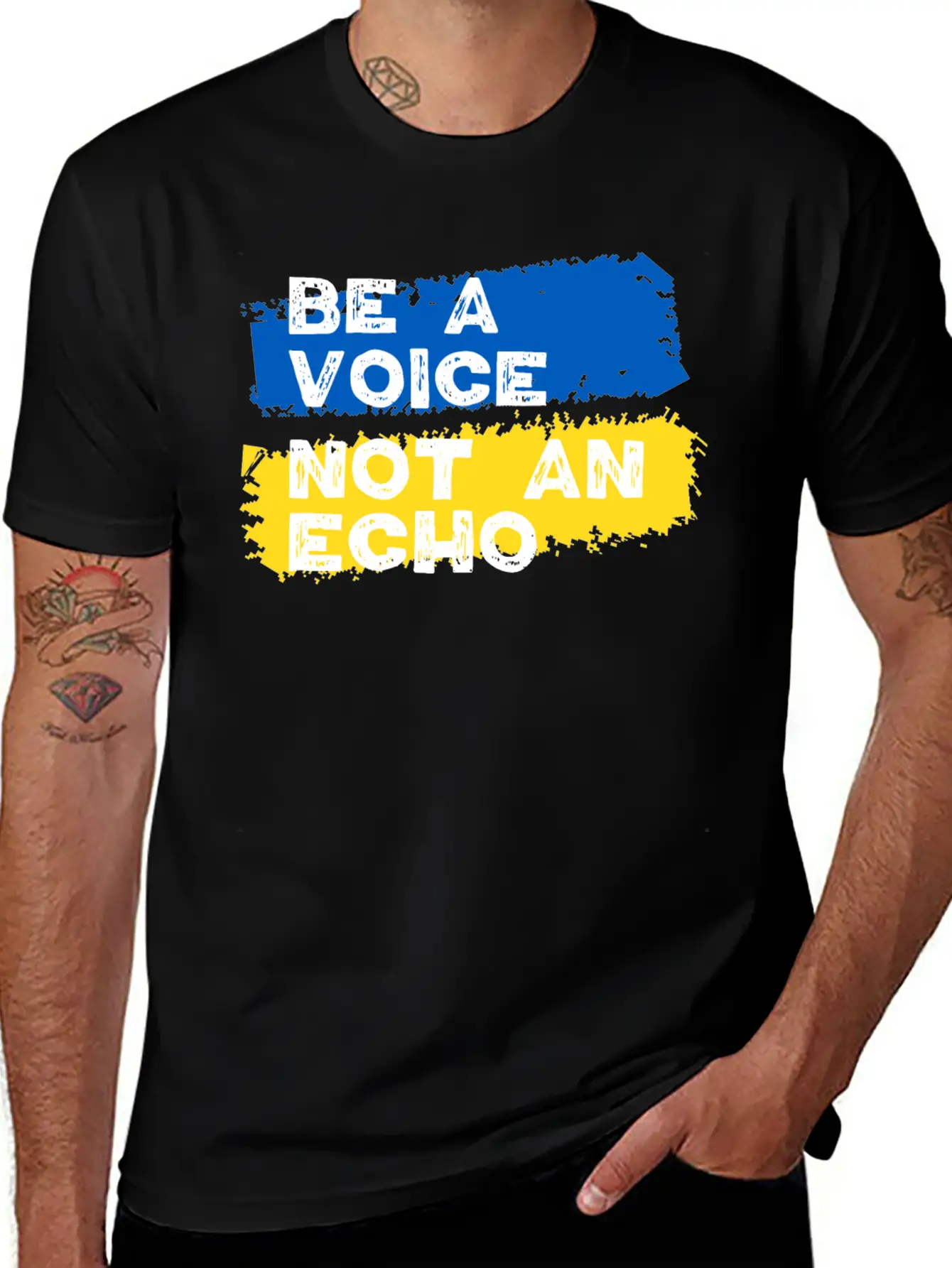 Ukraine Support - Be A Voice Not An Echo Unisex Short Sleeve Soft Cotton T-Shirt – Casual Everyday Wear