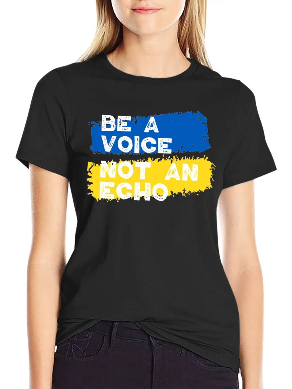 Ukraine Support - Be A Voice Not An Echo Unisex Short Sleeve Soft Cotton T-Shirt – Casual Everyday Wear