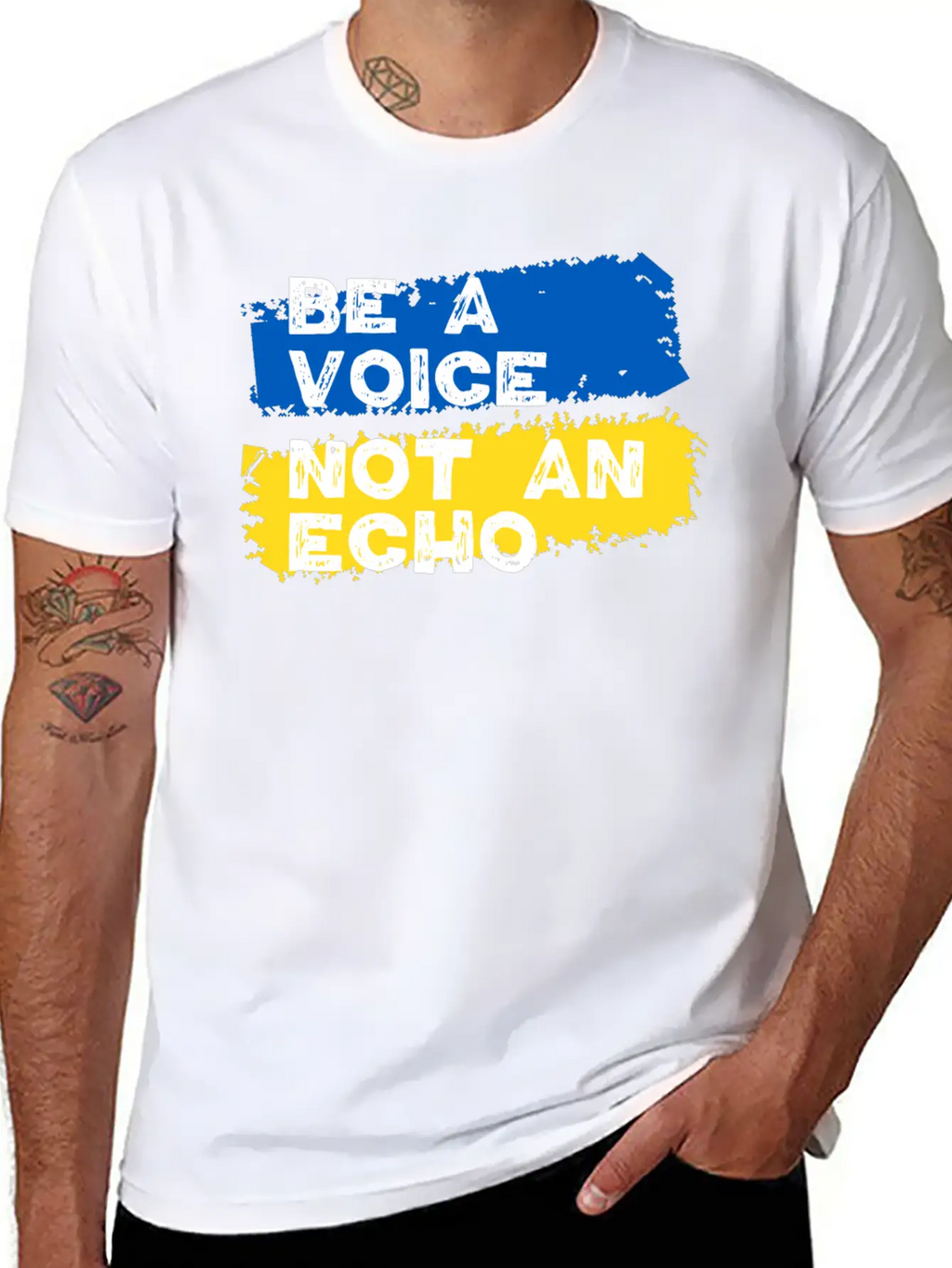 Ukraine Support - Be A Voice Not An Echo Unisex Short Sleeve Soft Cotton T-Shirt – Casual Everyday Wear