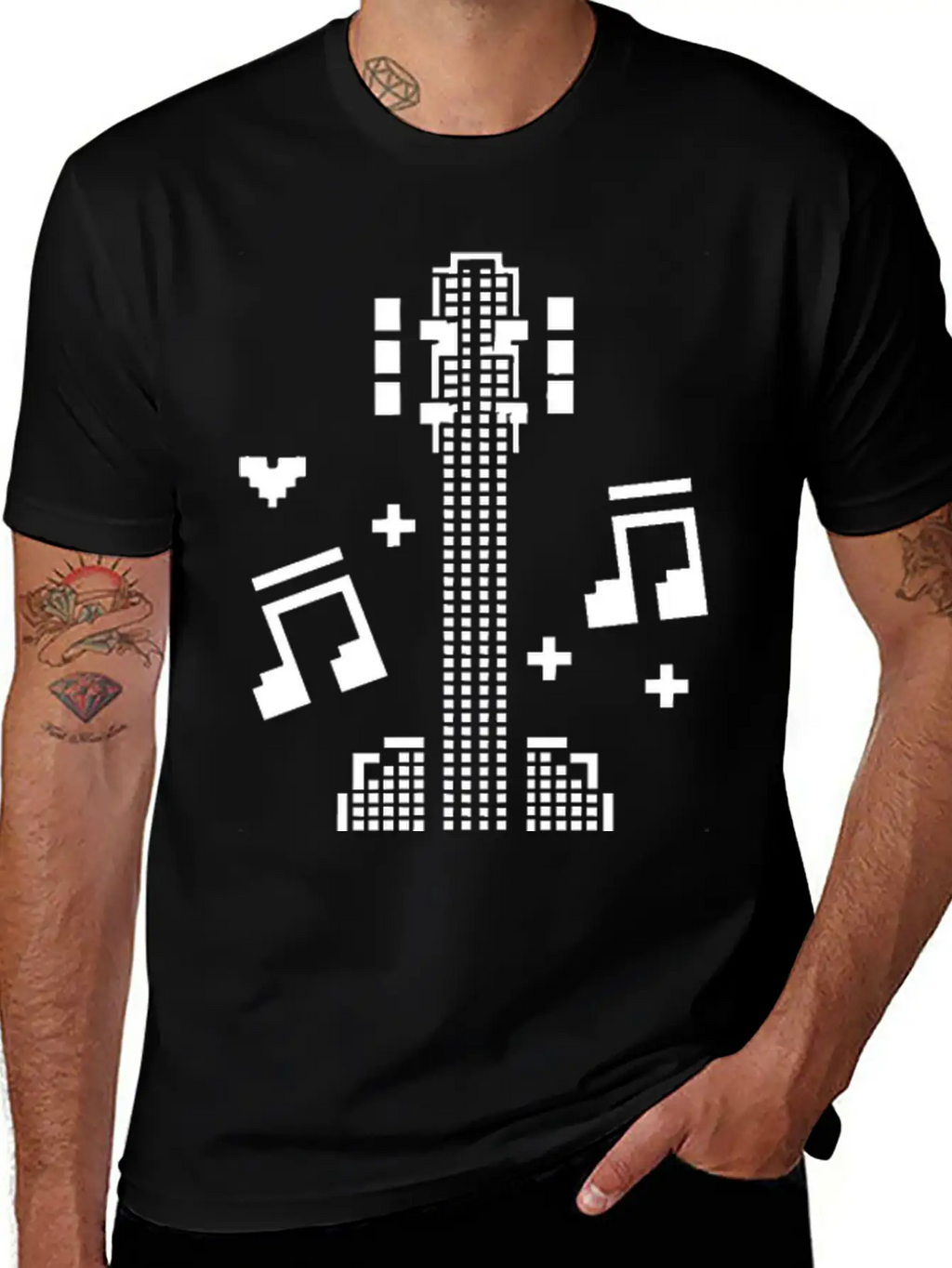 Ukulele Pixel Art Breathable Soft Cotton T-Shirt – Timeless Casual Look