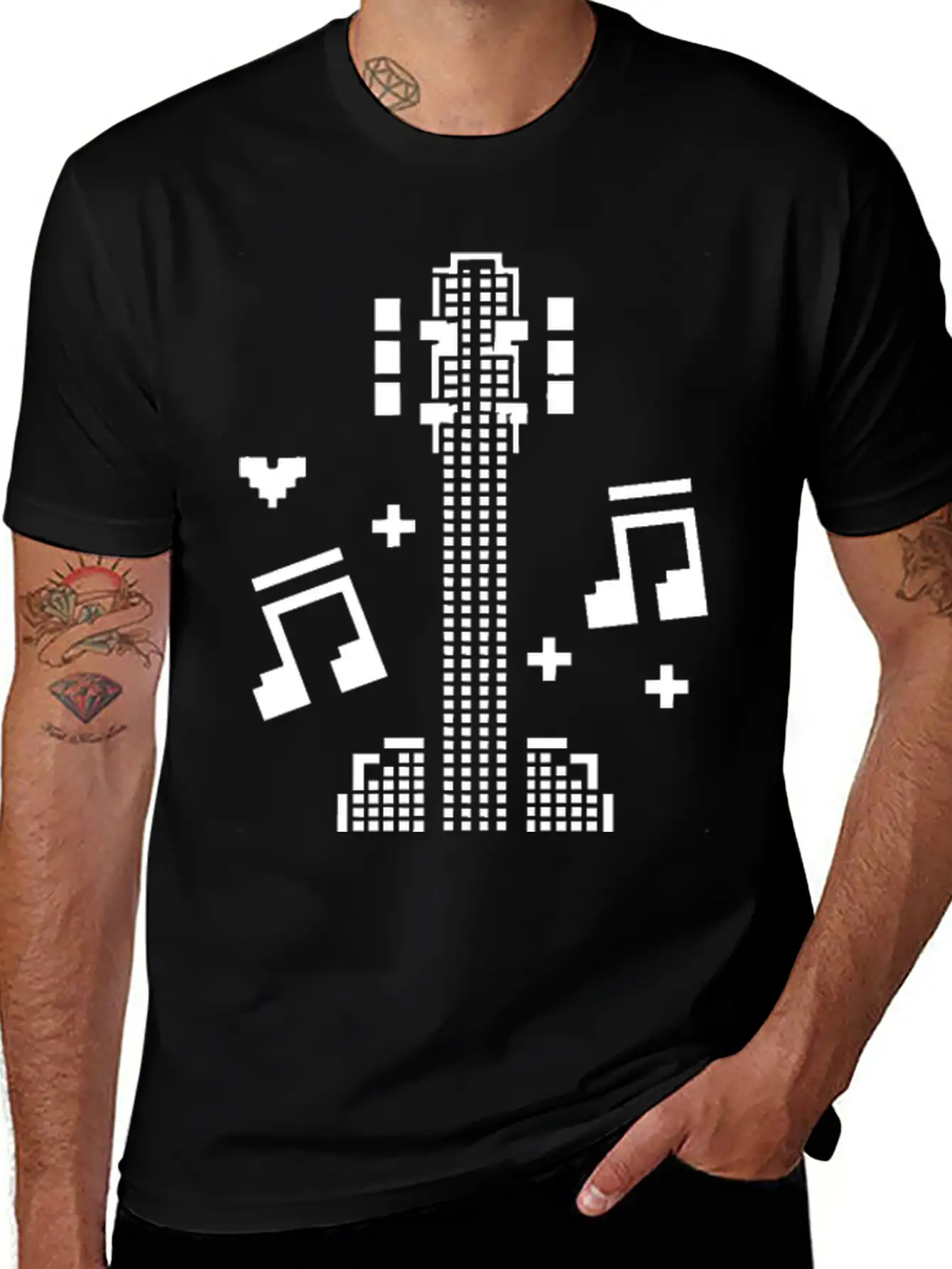 Ukulele Pixel Art Breathable Soft Cotton T-Shirt – Timeless Casual Look