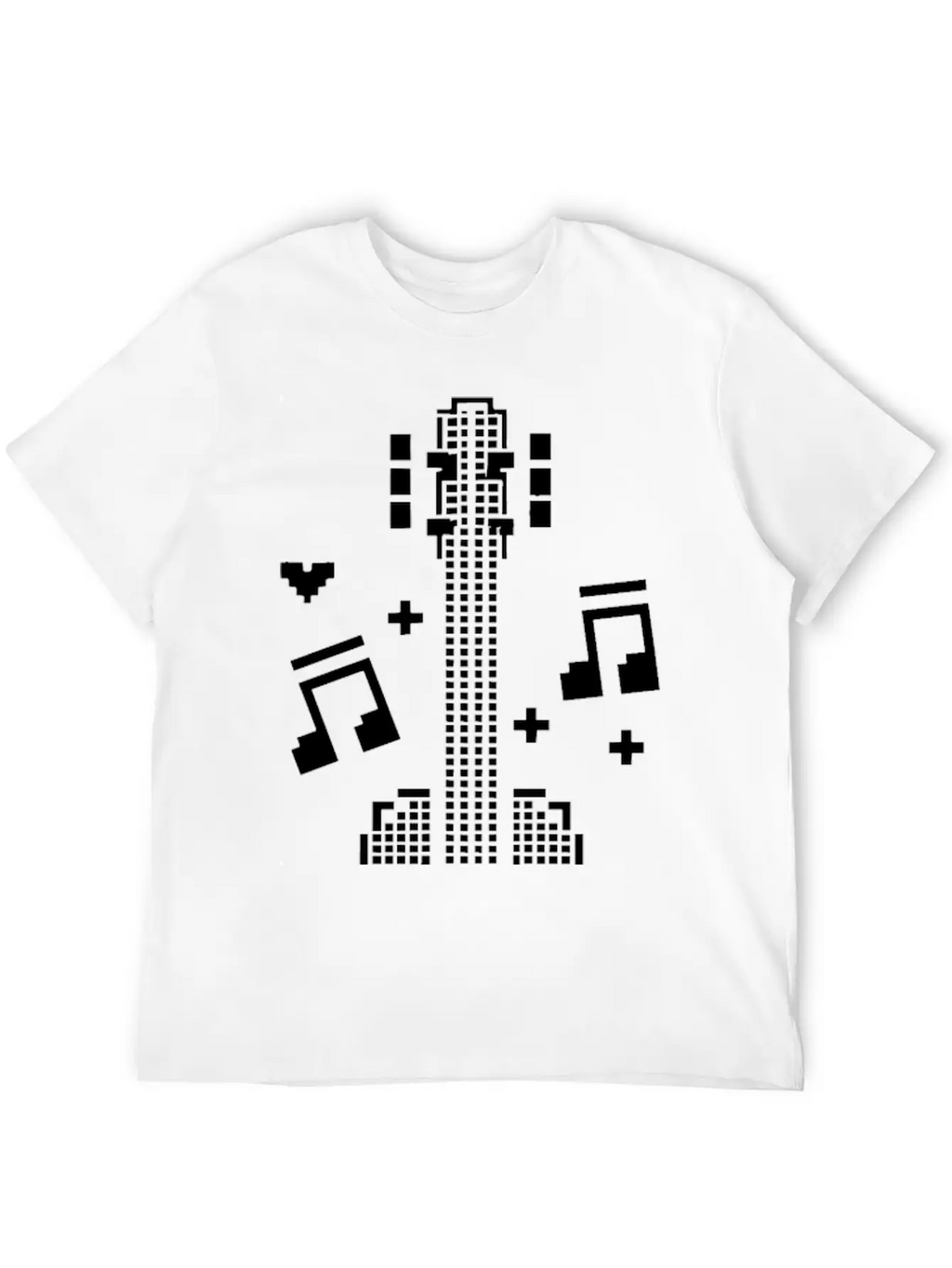 Ukulele Pixel Art Breathable Soft Cotton T-Shirt – Timeless Casual Look