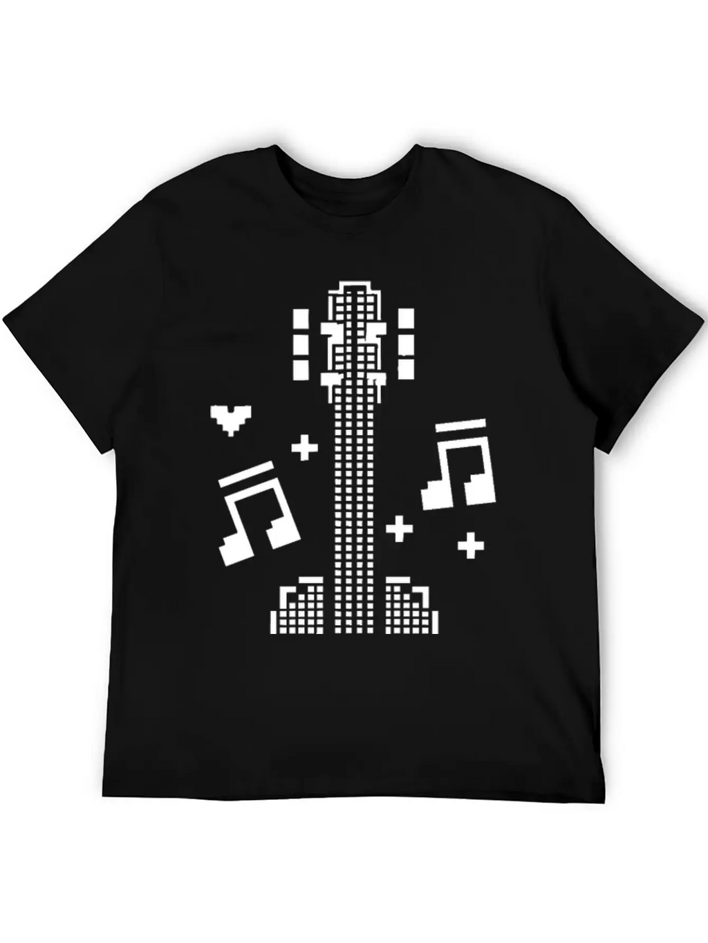 Ukulele Pixel Art Breathable Soft Cotton T-Shirt – Timeless Casual Look