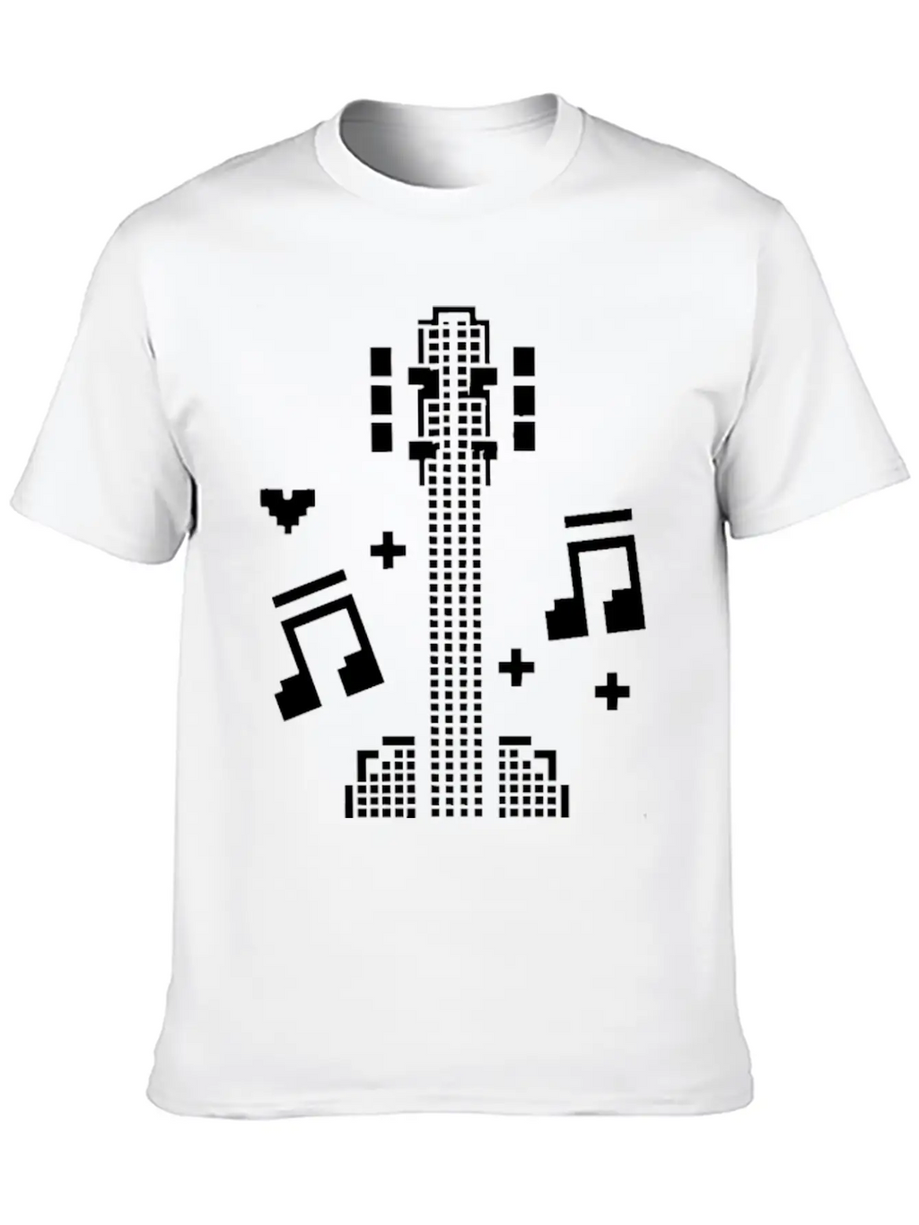 Ukulele Pixel Art Breathable Soft Cotton T-Shirt – Timeless Casual Look