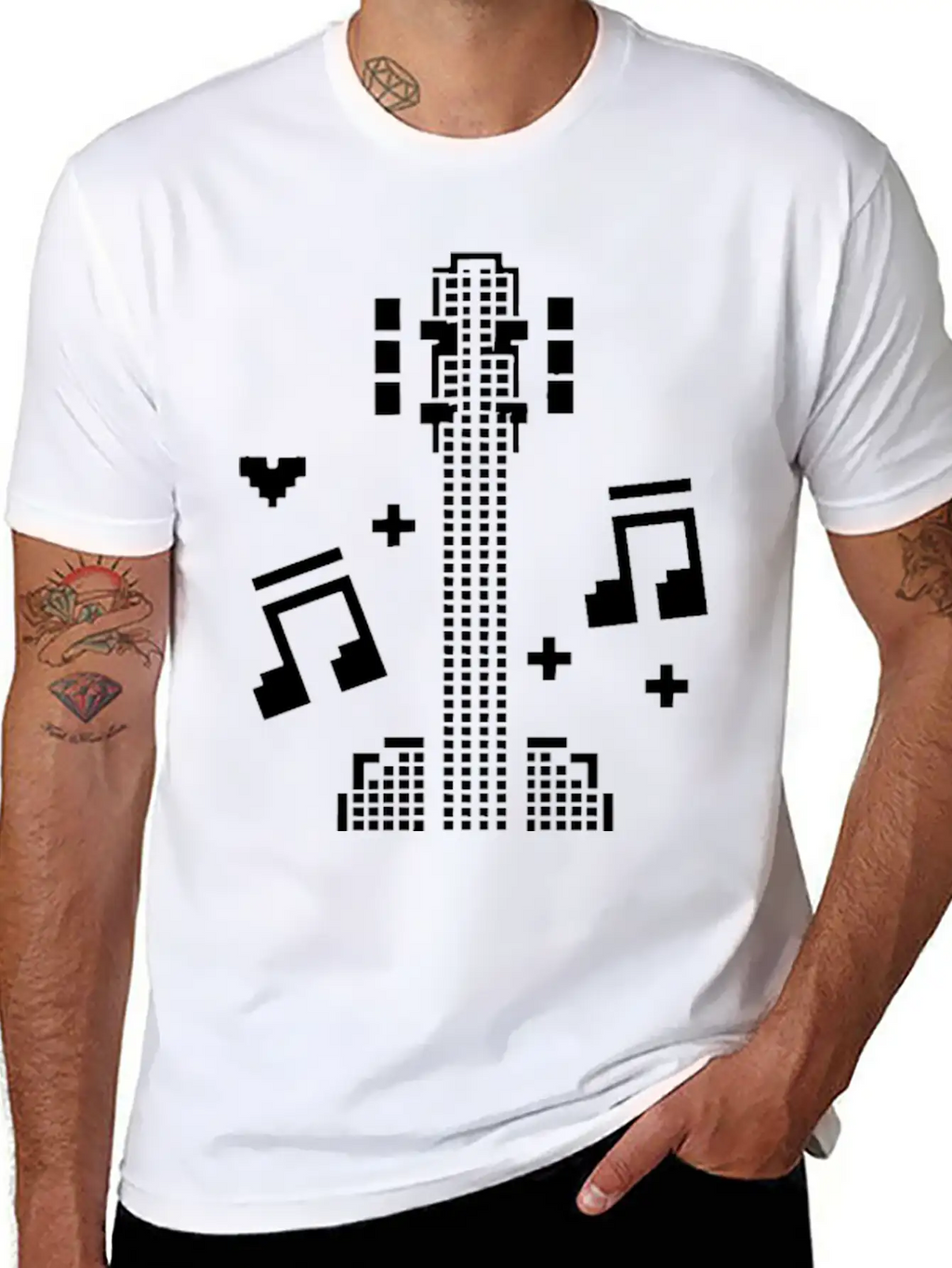 Ukulele Pixel Art Breathable Soft Cotton T-Shirt – Timeless Casual Look