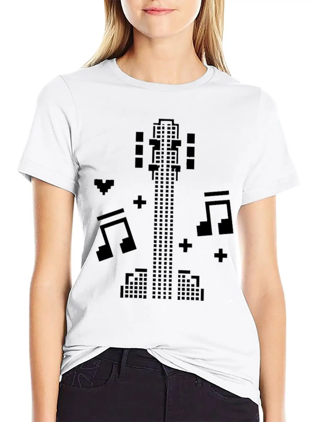 Ukulele Pixel Art Breathable Soft Cotton T-Shirt – Timeless Casual Look
