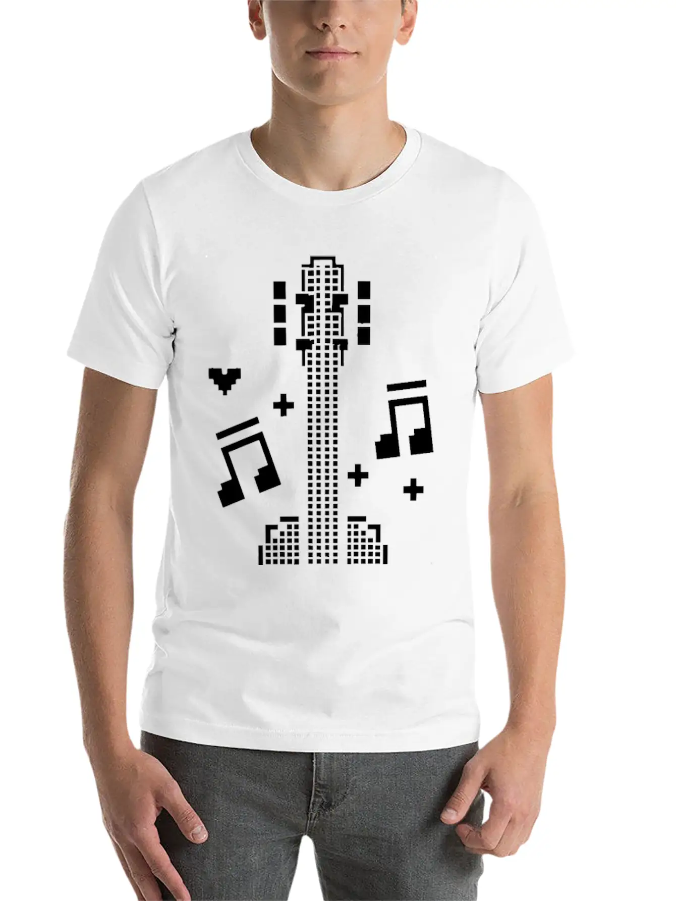 Ukulele Pixel Art Breathable Soft Cotton T-Shirt – Timeless Casual Look