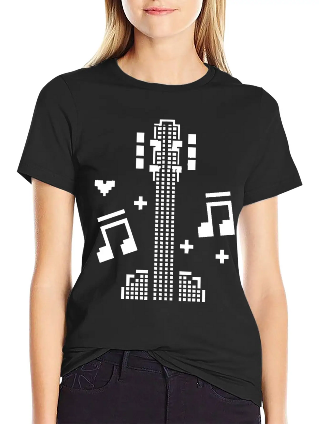 Ukulele Pixel Art Breathable Soft Cotton T-Shirt – Timeless Casual Look