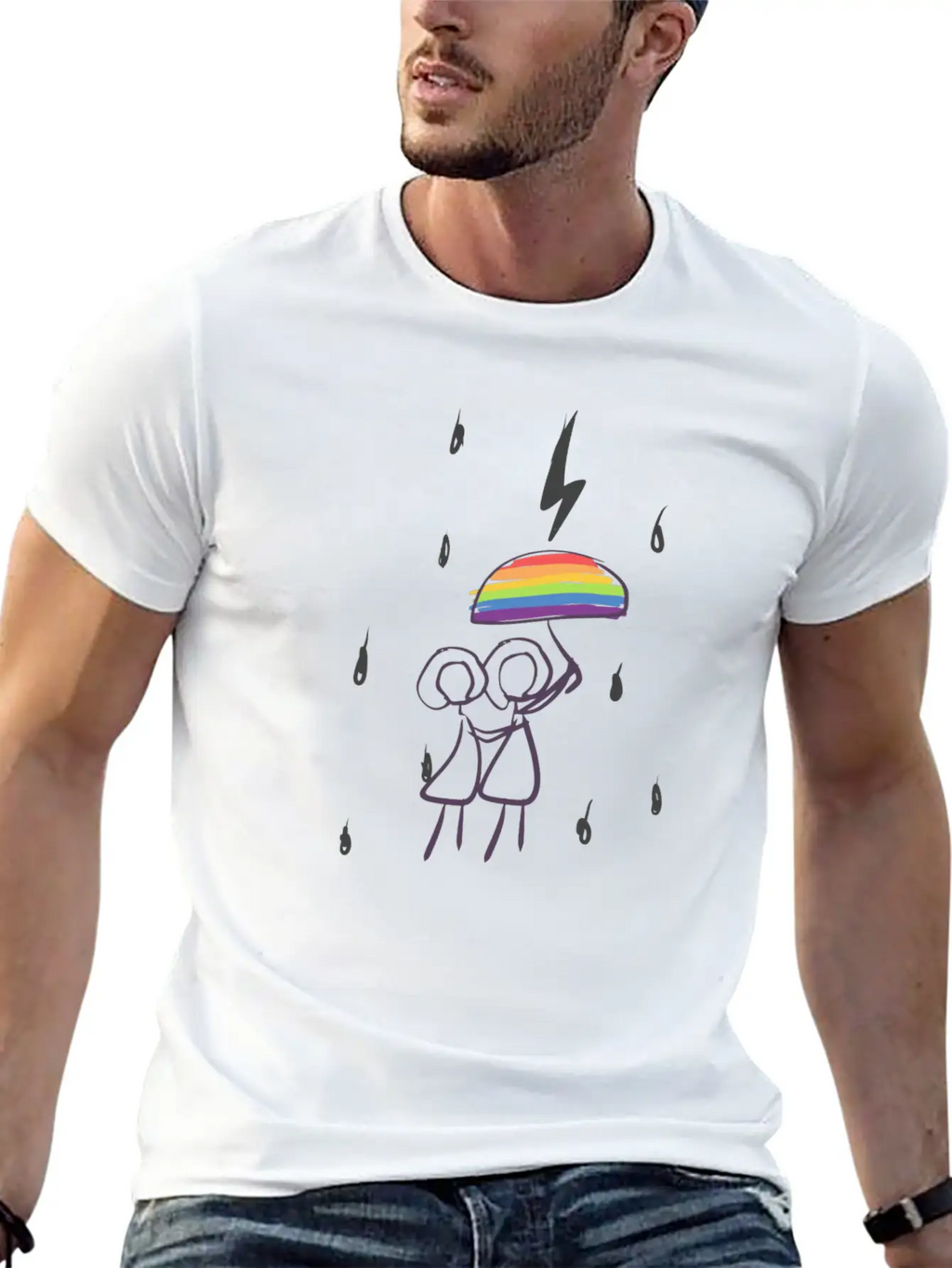 Umbrella Lgbt Couple Love Lesbian Rain Unisex Casual T-Shirt – Clean Design For Daily Comfort