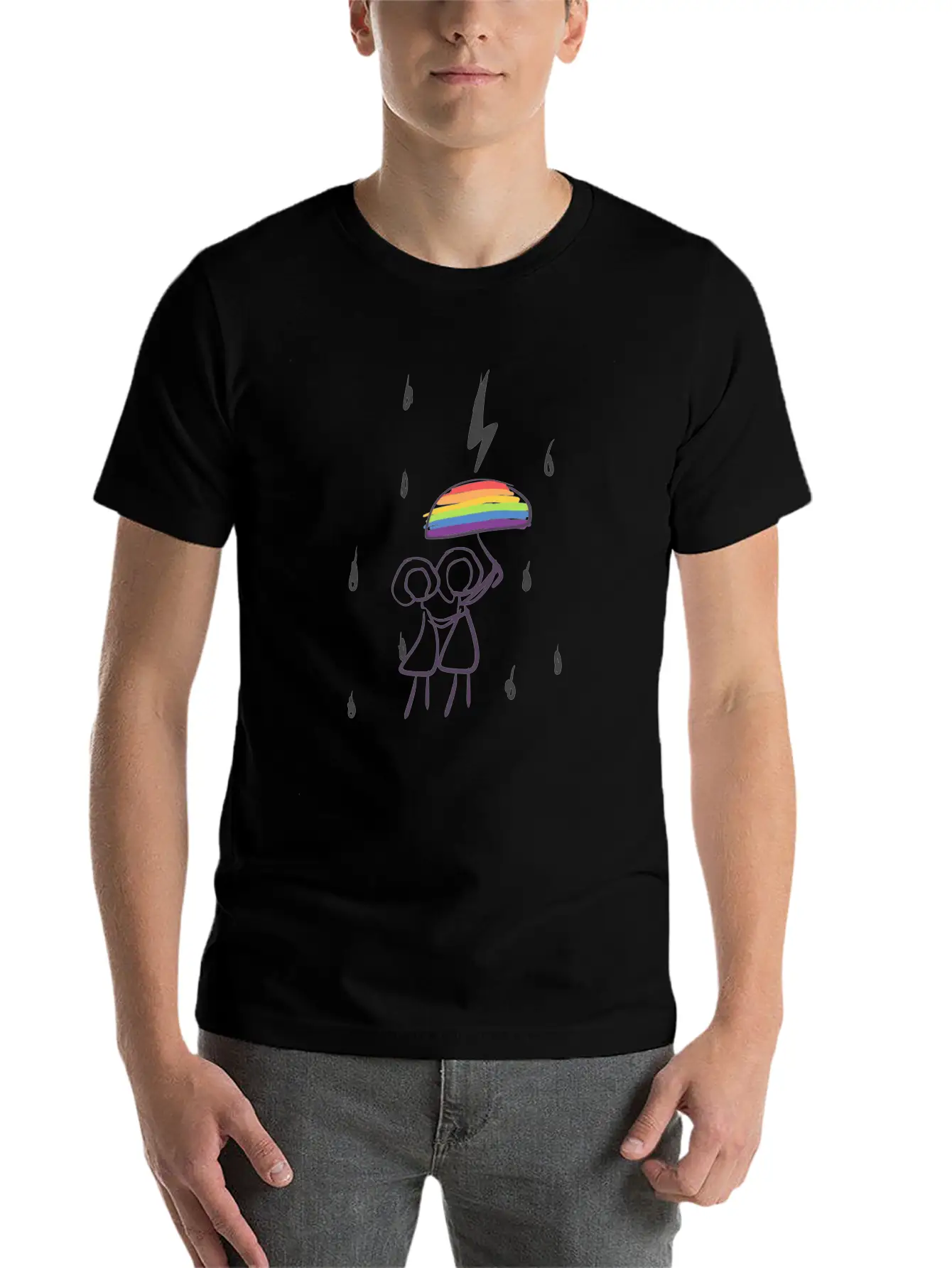 Umbrella Lgbt Couple Love Lesbian Rain Unisex Casual T-Shirt – Clean Design For Daily Comfort