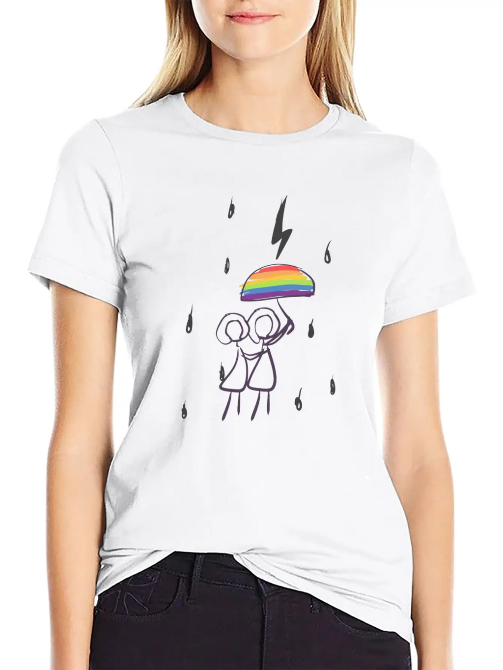 Umbrella Lgbt Couple Love Lesbian Rain Unisex Casual T-Shirt – Clean Design For Daily Comfort