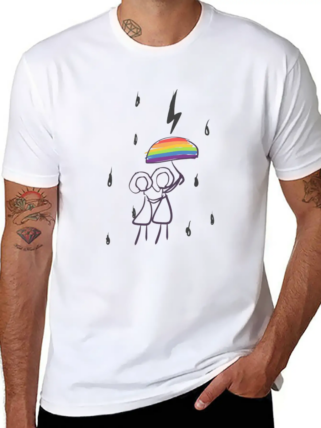 Umbrella Lgbt Couple Love Lesbian Rain Unisex Casual T-Shirt – Clean Design For Daily Comfort