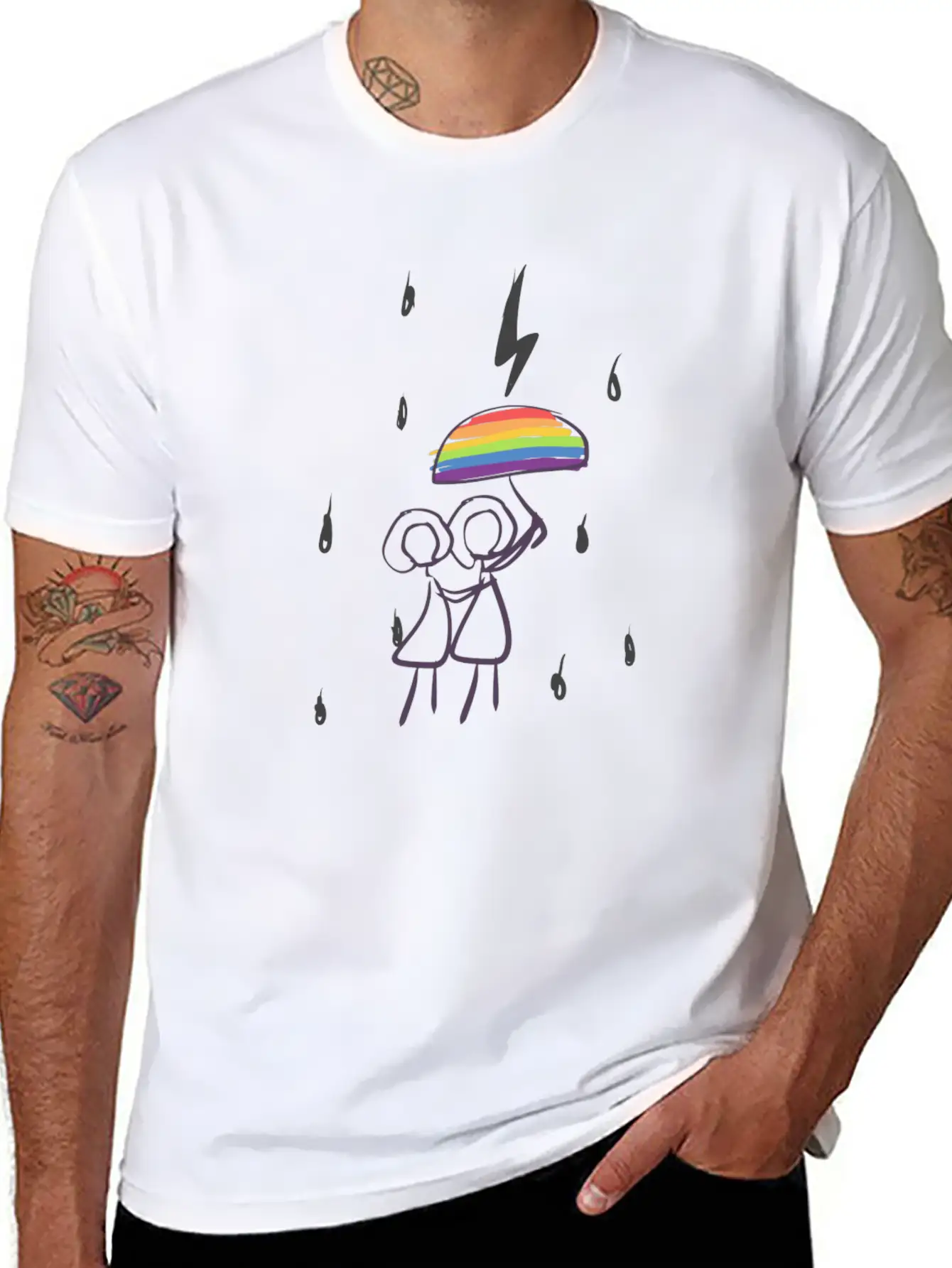 Umbrella Lgbt Couple Love Lesbian Rain Unisex Casual T-Shirt – Clean Design For Daily Comfort