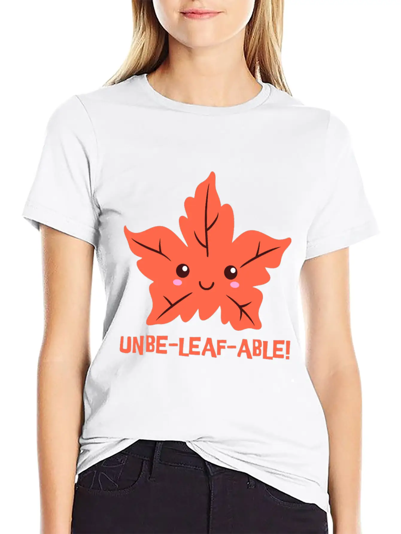 Un-belief-able! Cute Unbelievable Leaf Cartoon! Breathable Soft Cotton T-Shirt – Timeless Casual Look