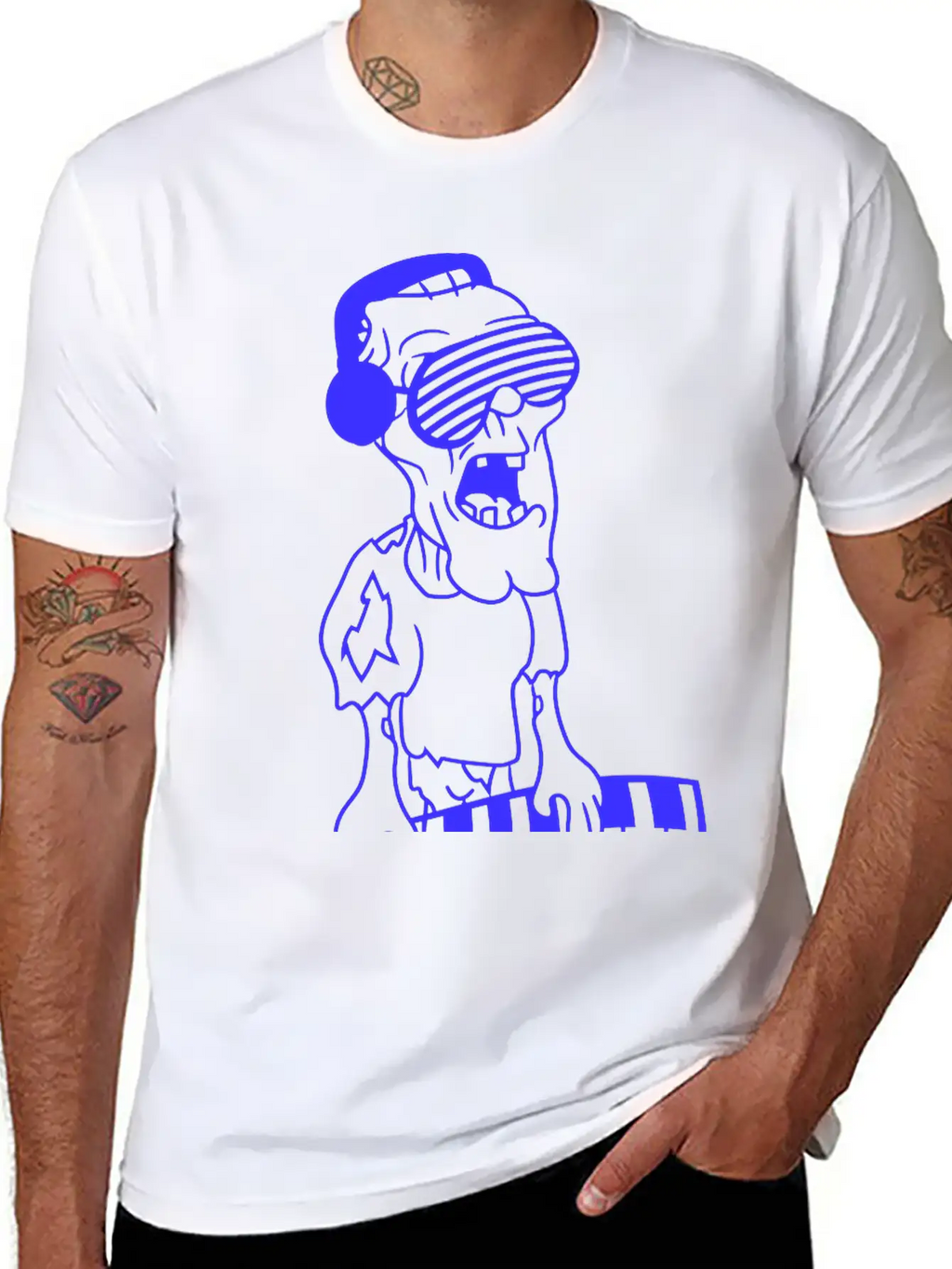 Undead Zombie Keyboard Sunglasses Halloween Horror Stylish Everyday T-Shirt – Unisex Basic Cotton Tee