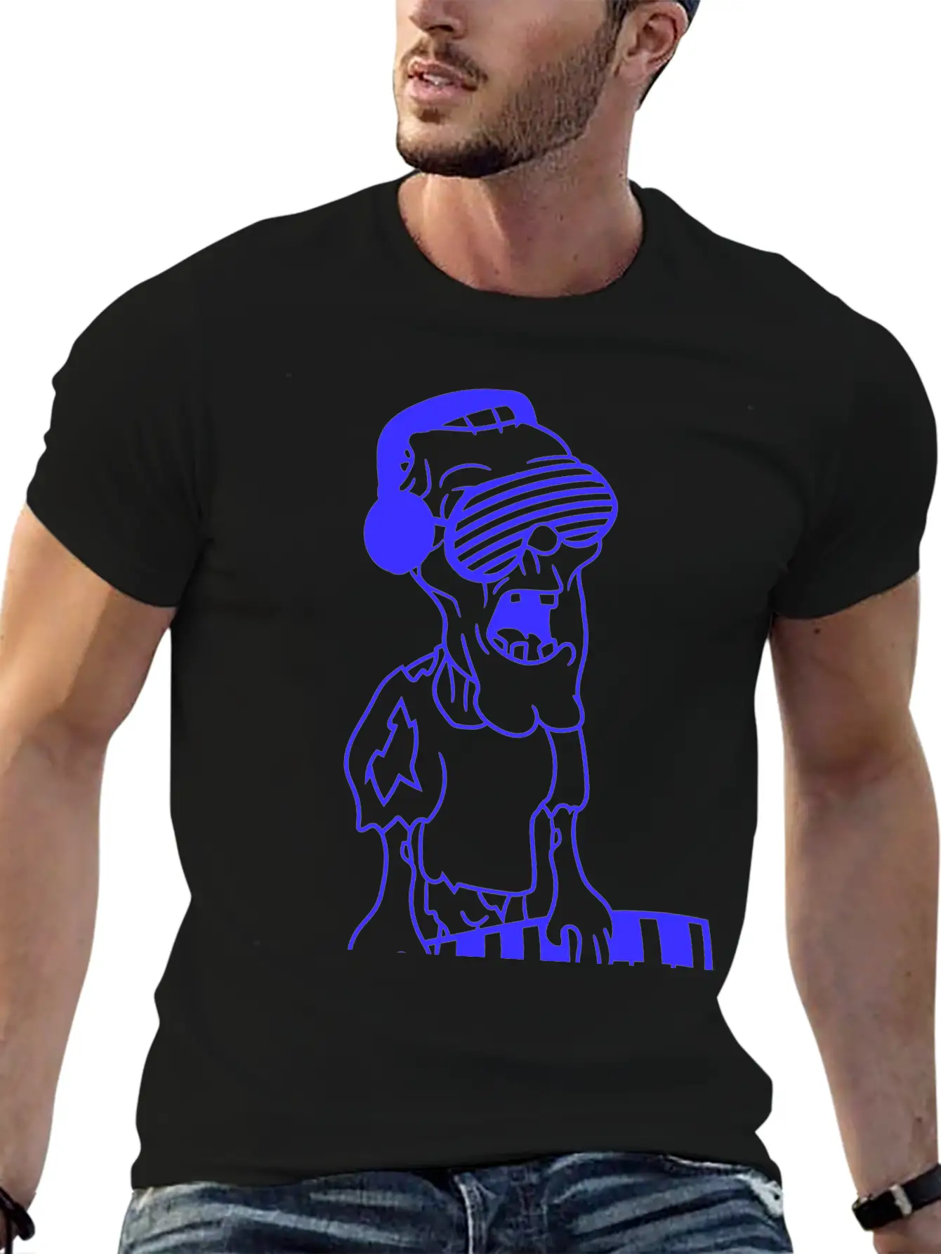 Undead Zombie Keyboard Sunglasses Halloween Horror Stylish Everyday T-Shirt – Unisex Basic Cotton Tee
