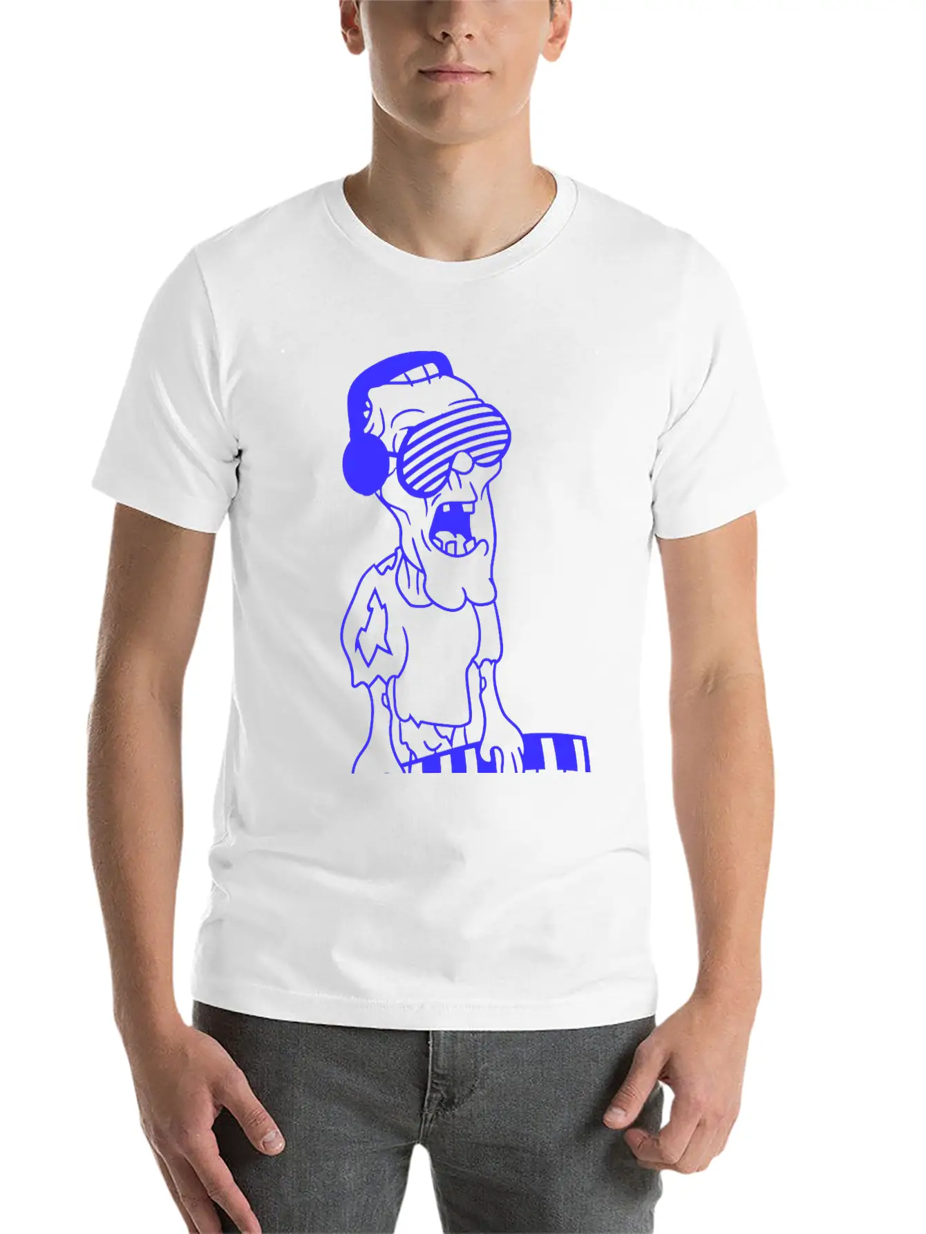 Undead Zombie Keyboard Sunglasses Halloween Horror Stylish Everyday T-Shirt – Unisex Basic Cotton Tee